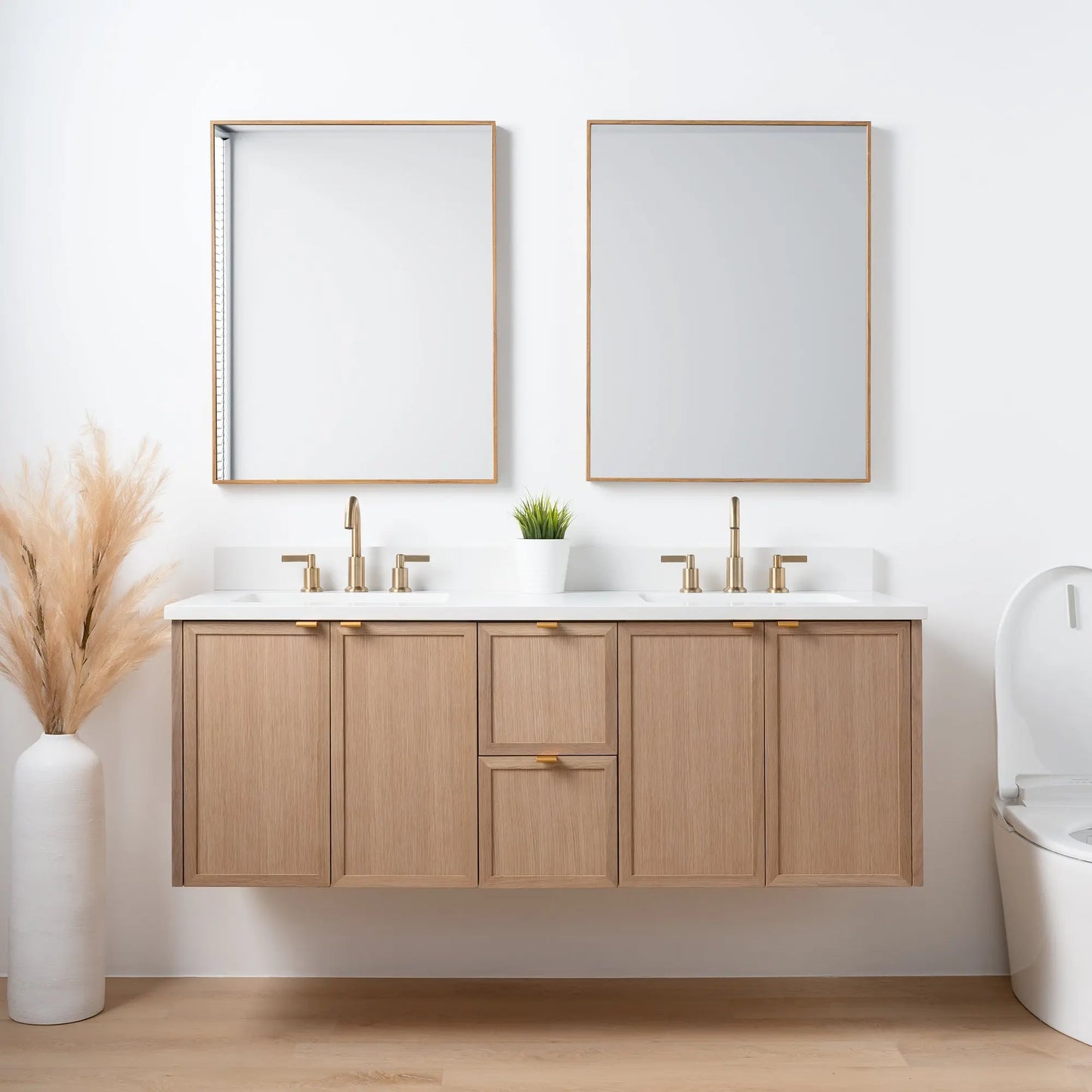 Cape Breton 60", Teodor® Wall Mount White Oak Vanity, Double Sink Teodor Bathroom VanityCanada