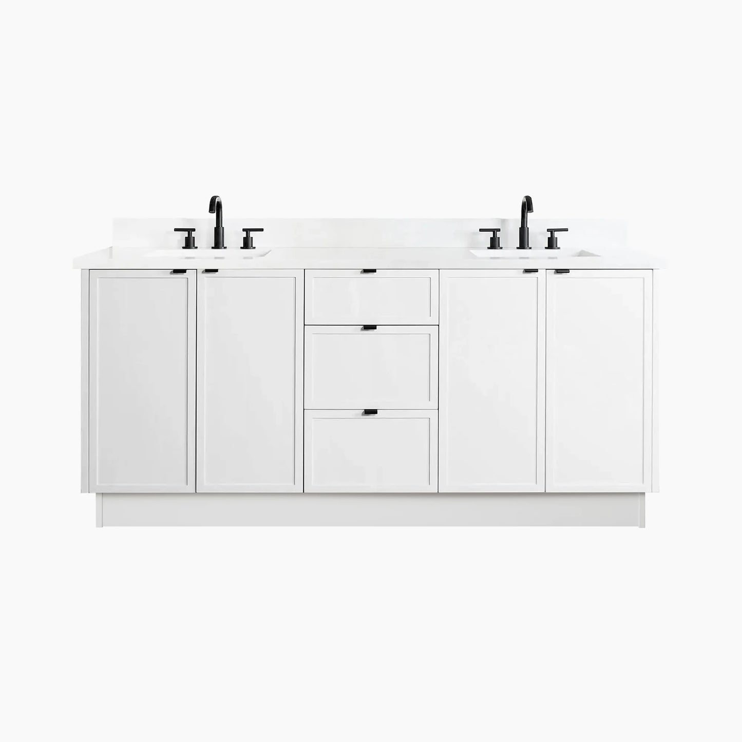 Cape Breton SLIM 72" Satin White Bathroom Vanity, Double Sink