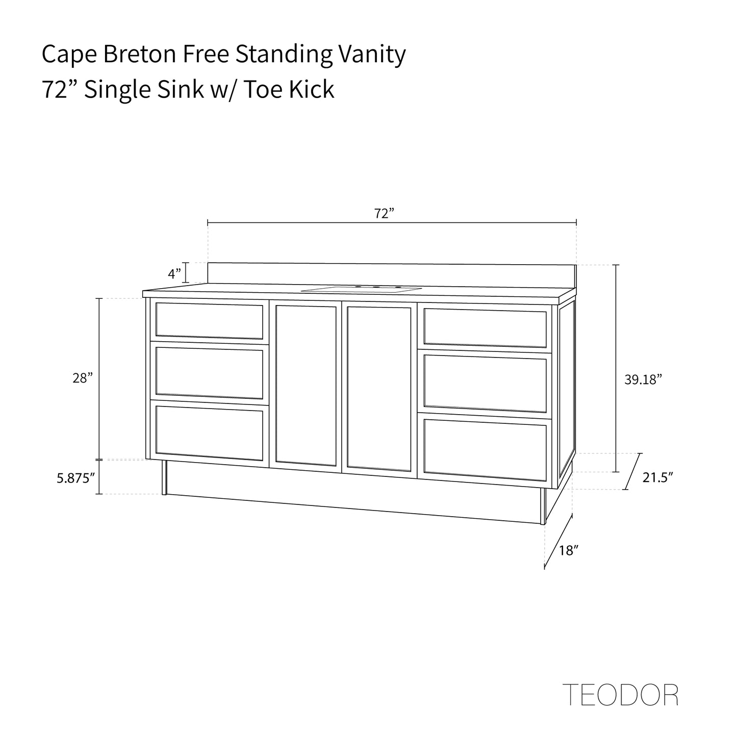 Cape Breton 72" White Oak Bathroom Vanity