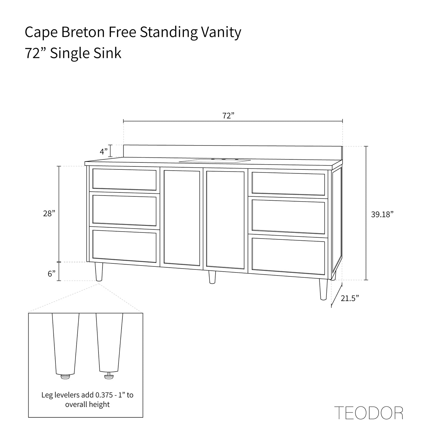 Cape Breton 72" White Oak Bathroom Vanity