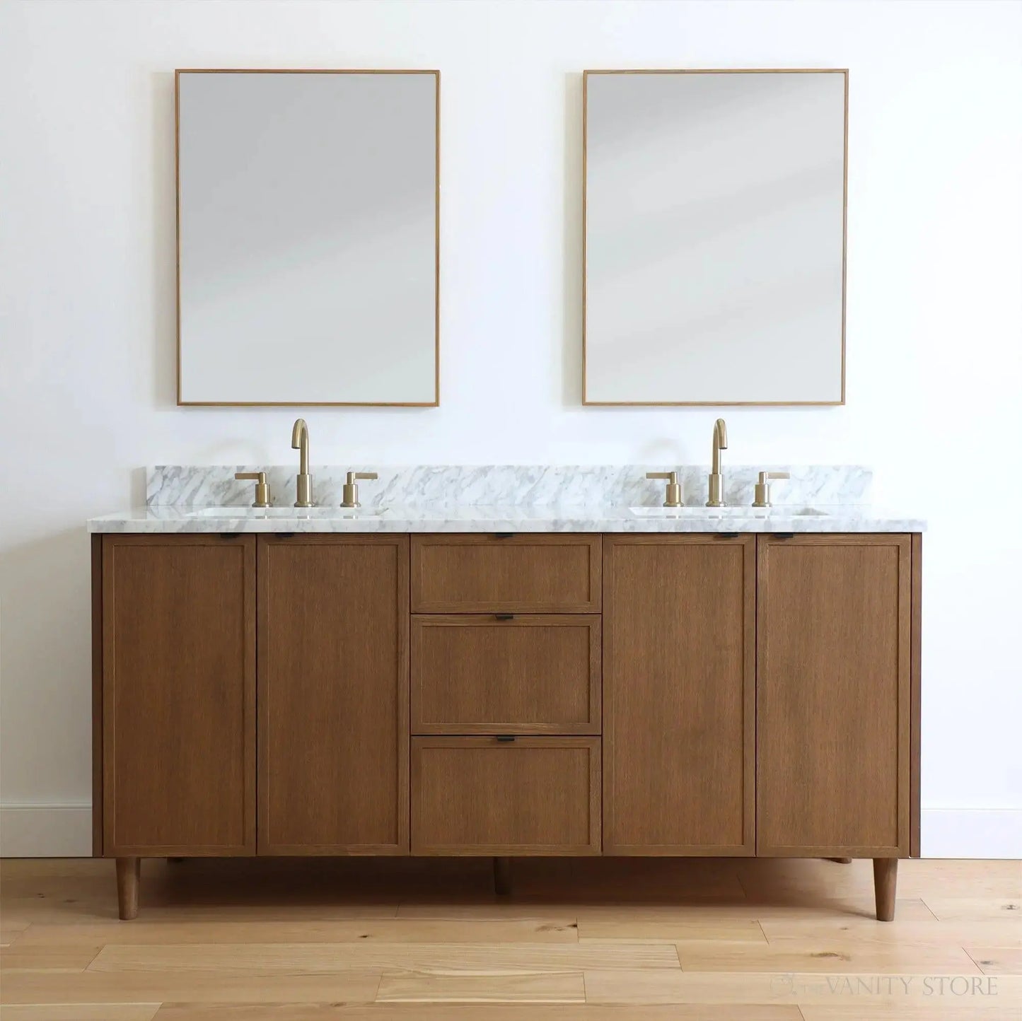 Cape Breton SLIM 72" Mid Century Oak Bathroom Vanity, Double Sink Teodor Bathroom Vanity Canada