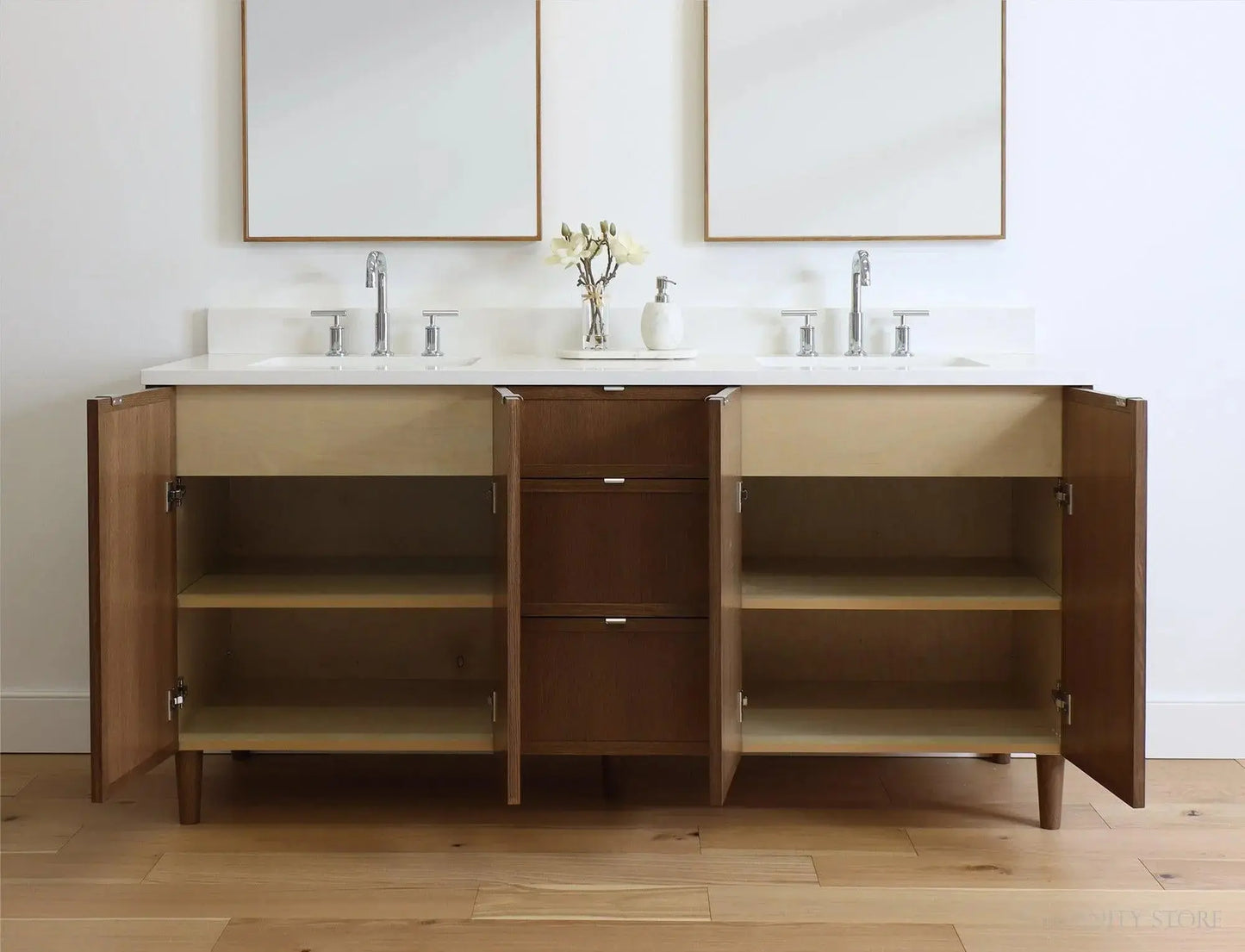 Cape Breton SLIM 72" Mid Century Oak Bathroom Vanity, Double Sink Teodor Bathroom Vanity Canada