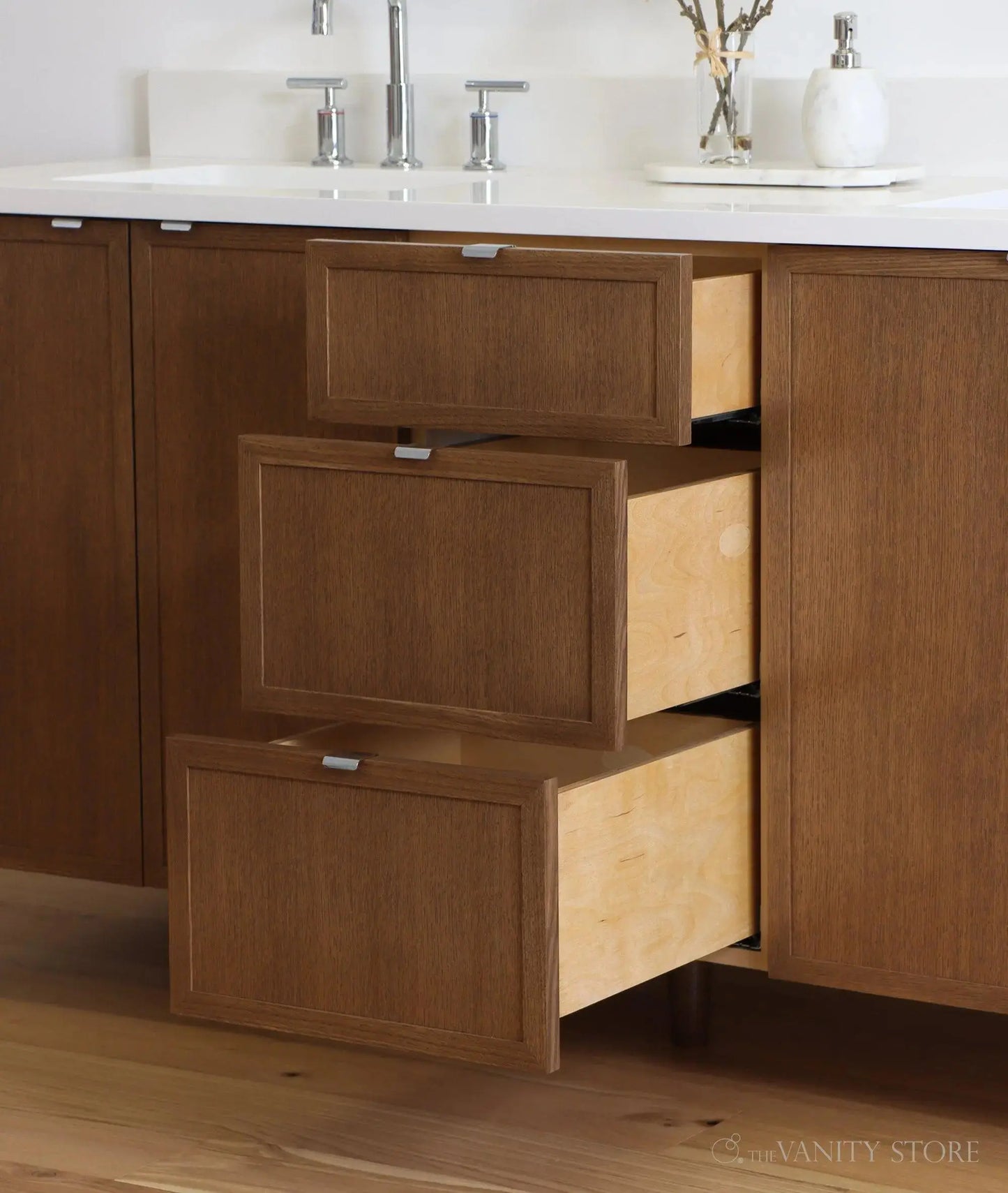 Cape Breton SLIM 72" Mid Century Oak Bathroom Vanity, Double Sink Teodor Bathroom Vanity Canada