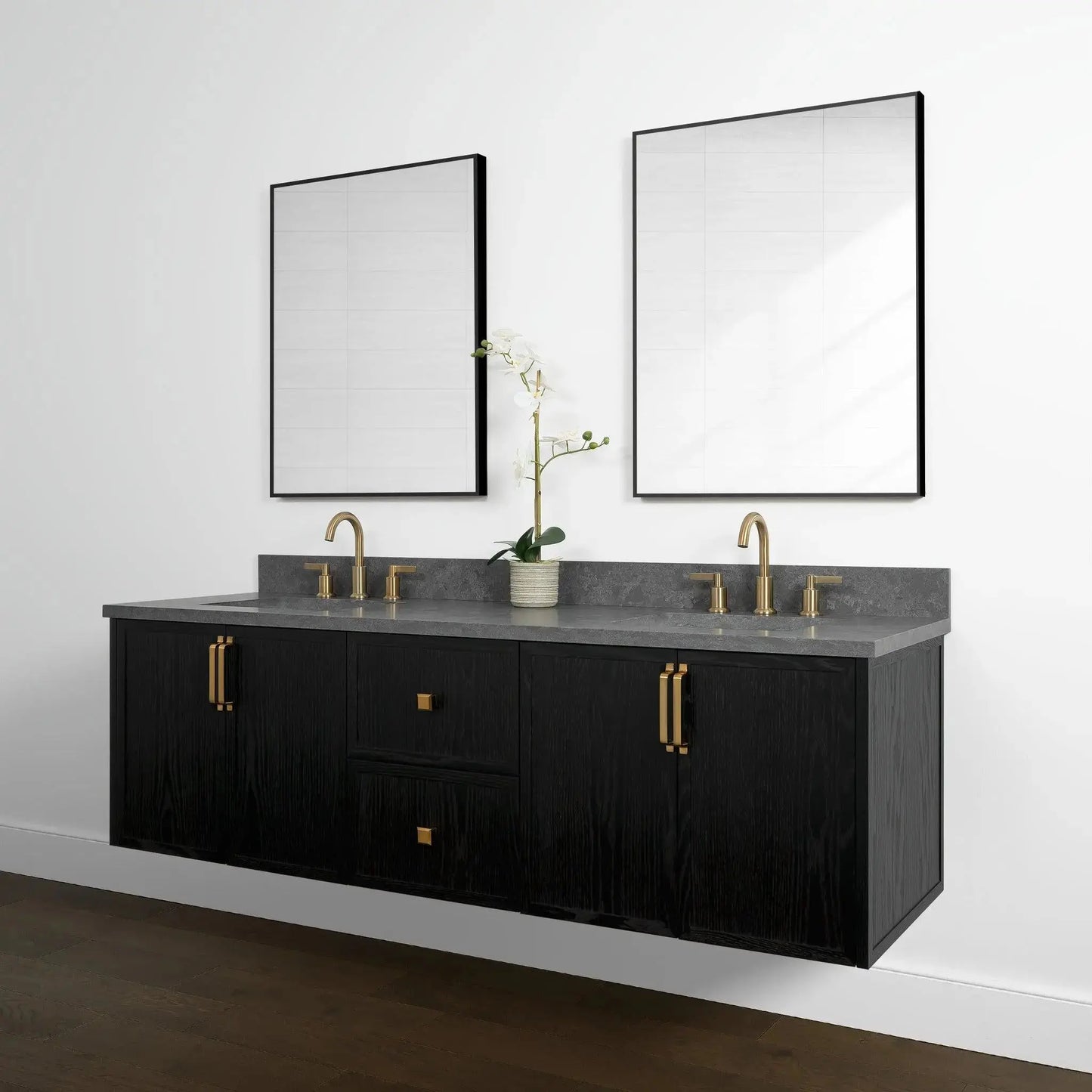Cape Breton 72", Teodor® Wall Mount Blackened Oak Vanity, Double Sink Teodor Bathroom VanityCanada