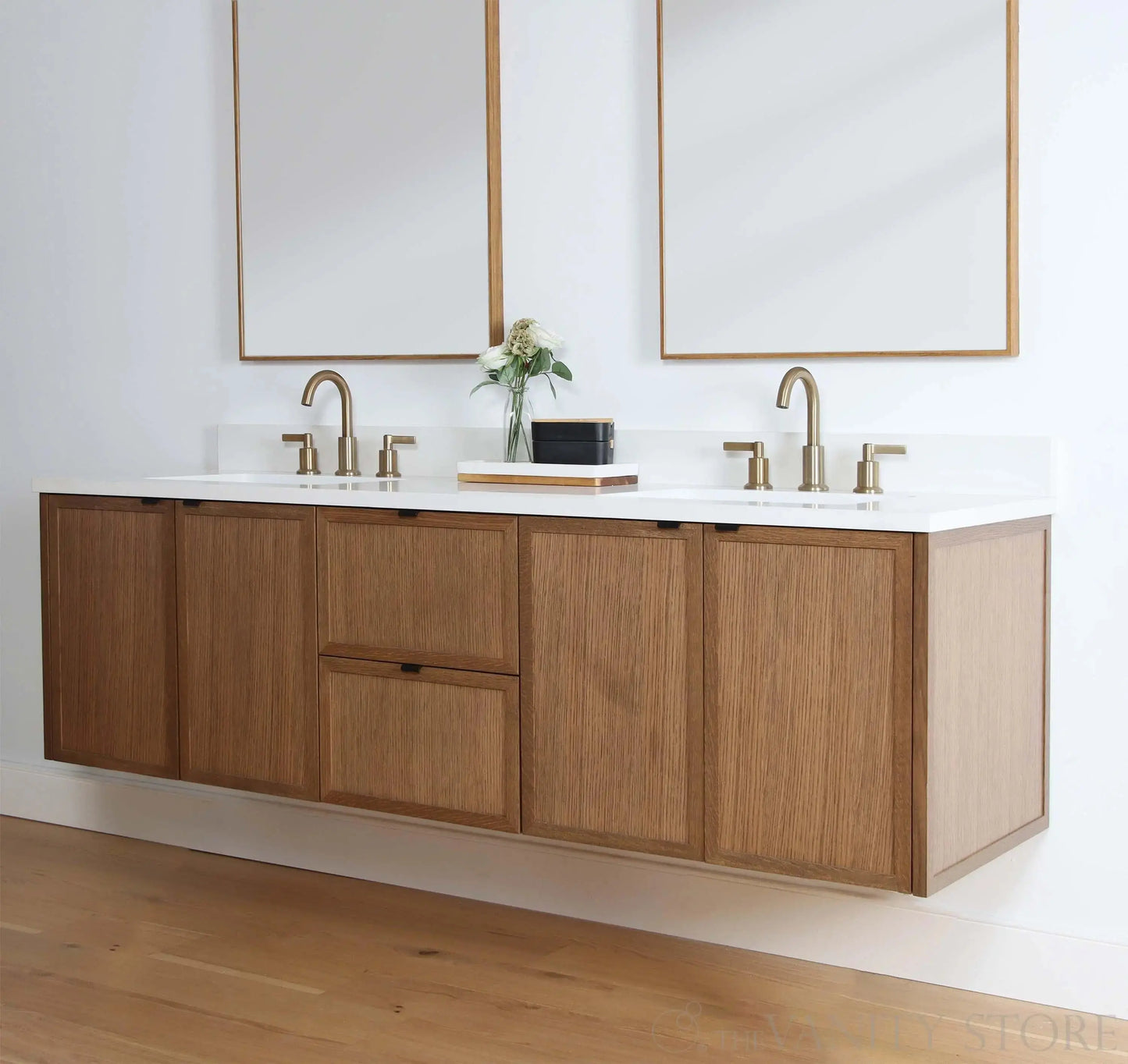 Cape Breton SLIM 72" Wall Mount Mid Century Oak Bathroom Vanity, Double Sink Teodor Bathroom Vanity Canada