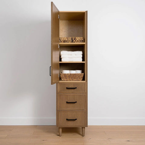 Cape Breton, Teodor® Mid Century Oak Linen Cabinet Teodor Bathroom VanityCanada