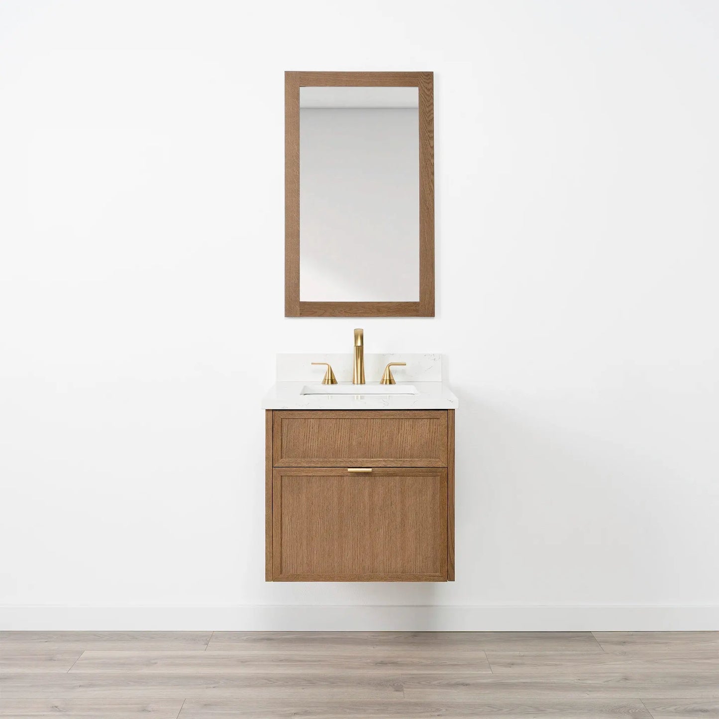 Cape Breton SLIM 24" Wall Mount Mid Century Oak Bathroom Vanity - All Drawers Teodor Bathroom Vanity Canada