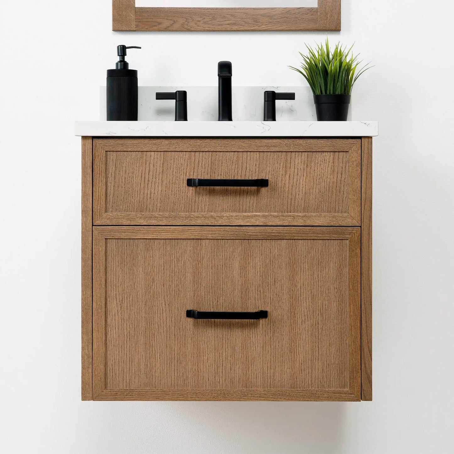 Cape Breton SLIM 24" Wall Mount Mid Century Oak Bathroom Vanity - All Drawers Teodor Bathroom Vanity Canada
