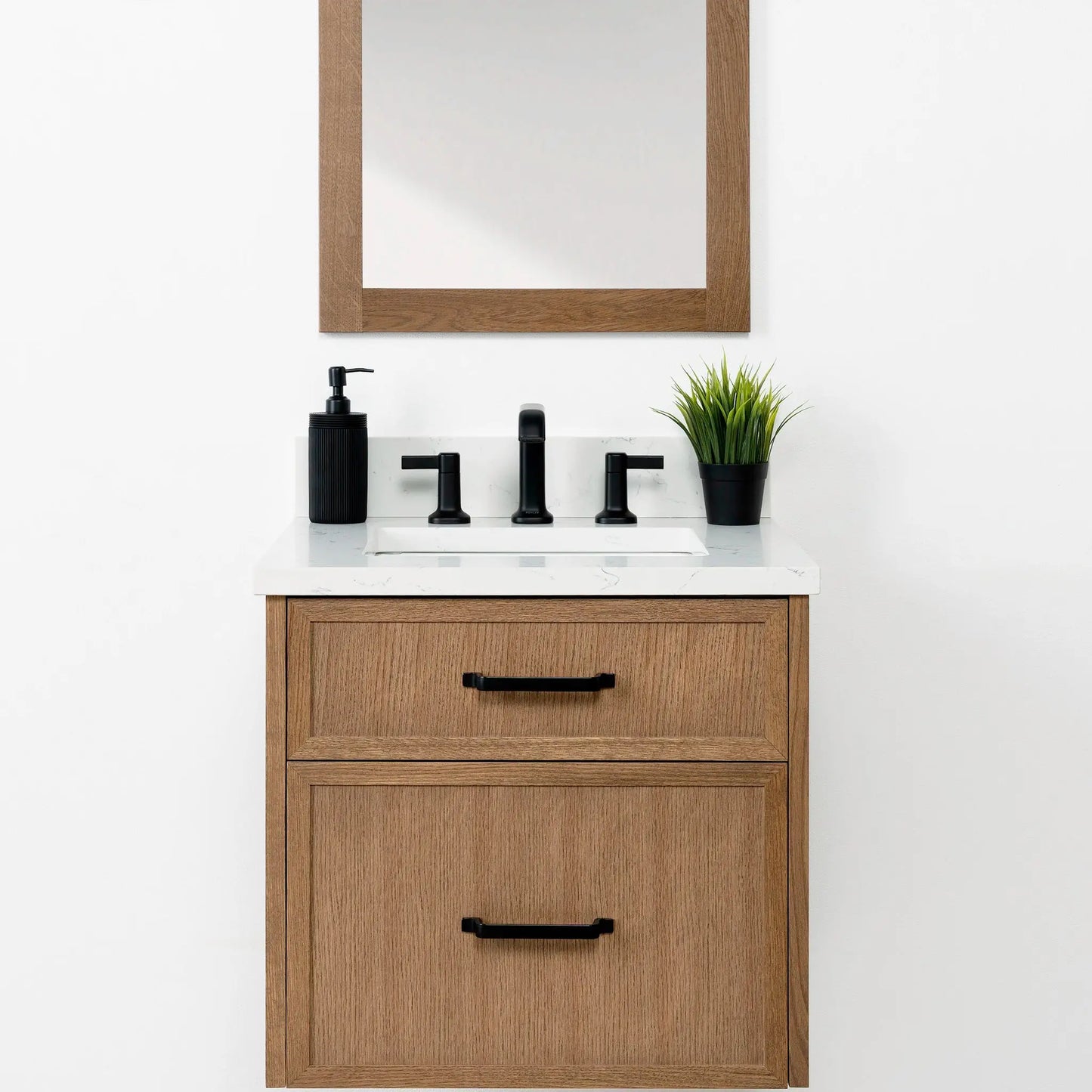 Cape Breton SLIM 24" Wall Mount Mid Century Oak Bathroom Vanity - All Drawers Teodor Bathroom Vanity Canada