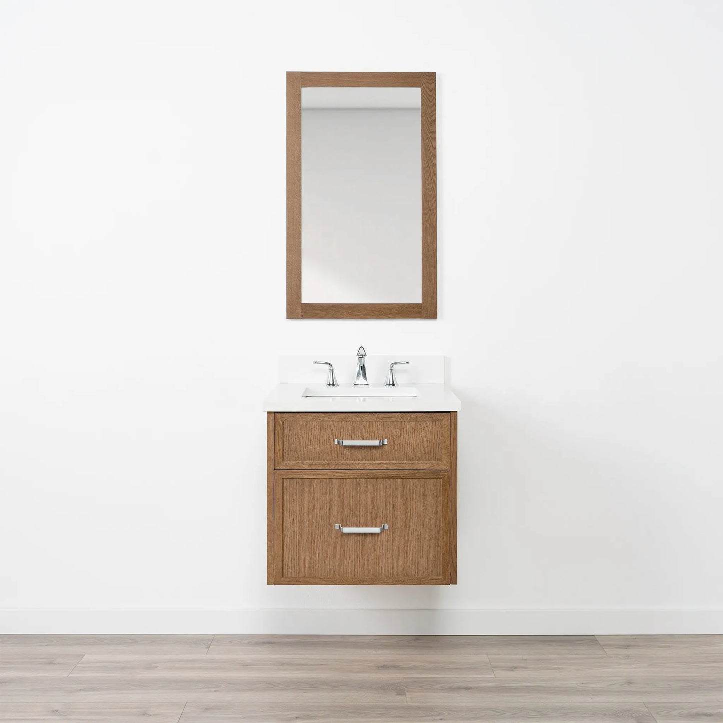 Cape Breton SLIM 24" Wall Mount Mid Century Oak Bathroom Vanity - All Drawers Teodor Bathroom Vanity Canada