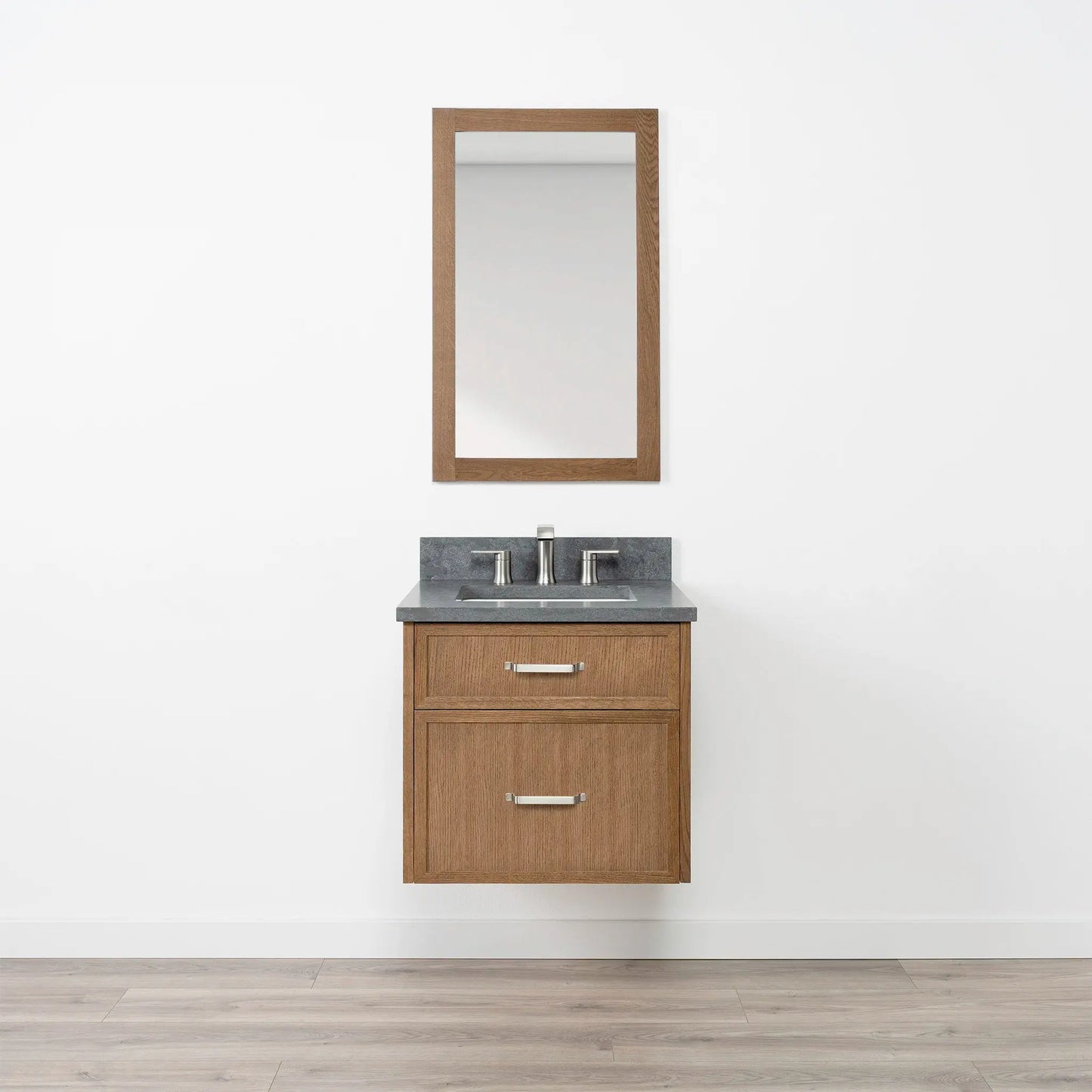 Cape Breton SLIM 24" Wall Mount Mid Century Oak Bathroom Vanity - All Drawers Teodor Bathroom Vanity Canada