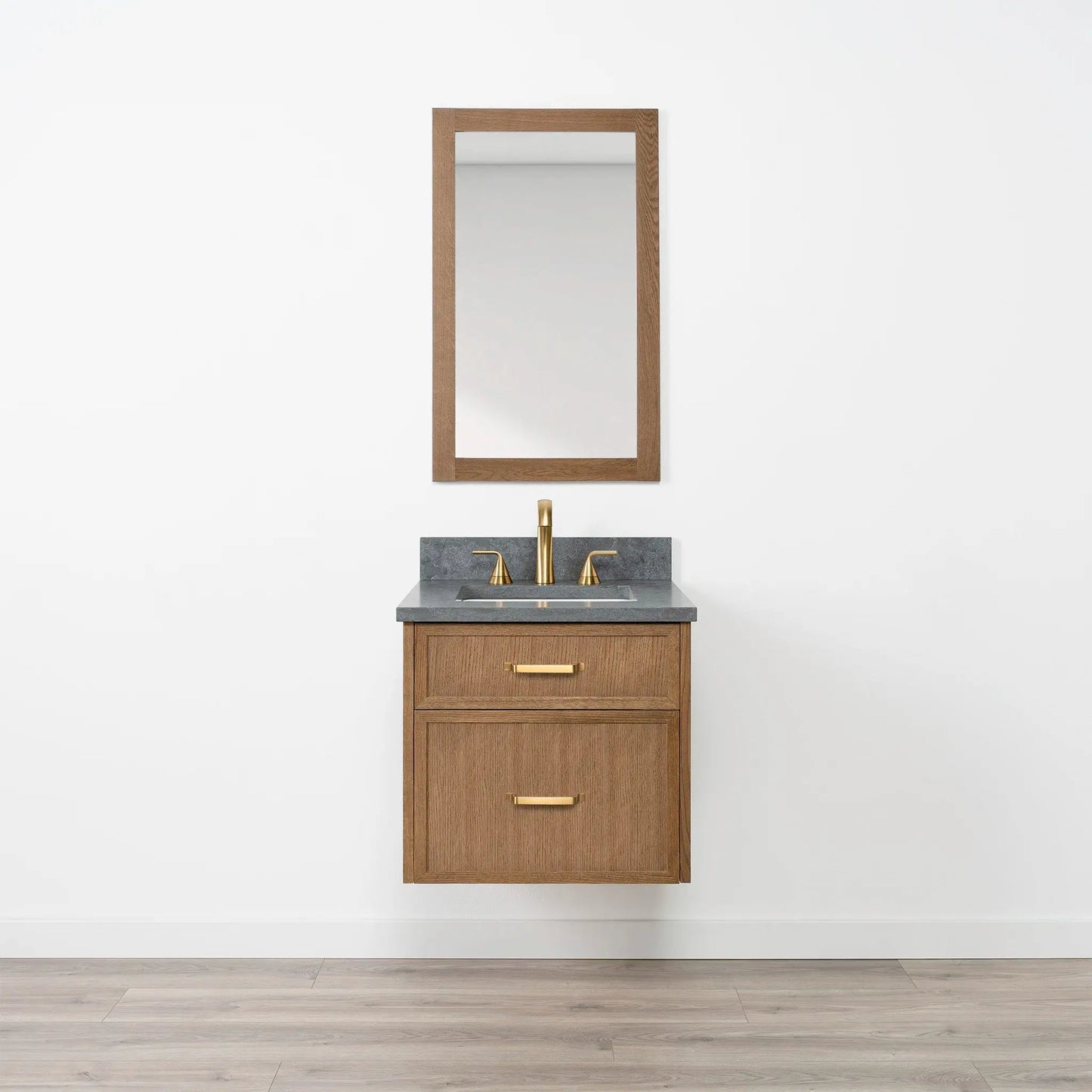 Cape Breton SLIM 24" Wall Mount Mid Century Oak Bathroom Vanity - All Drawers Teodor Bathroom Vanity Canada
