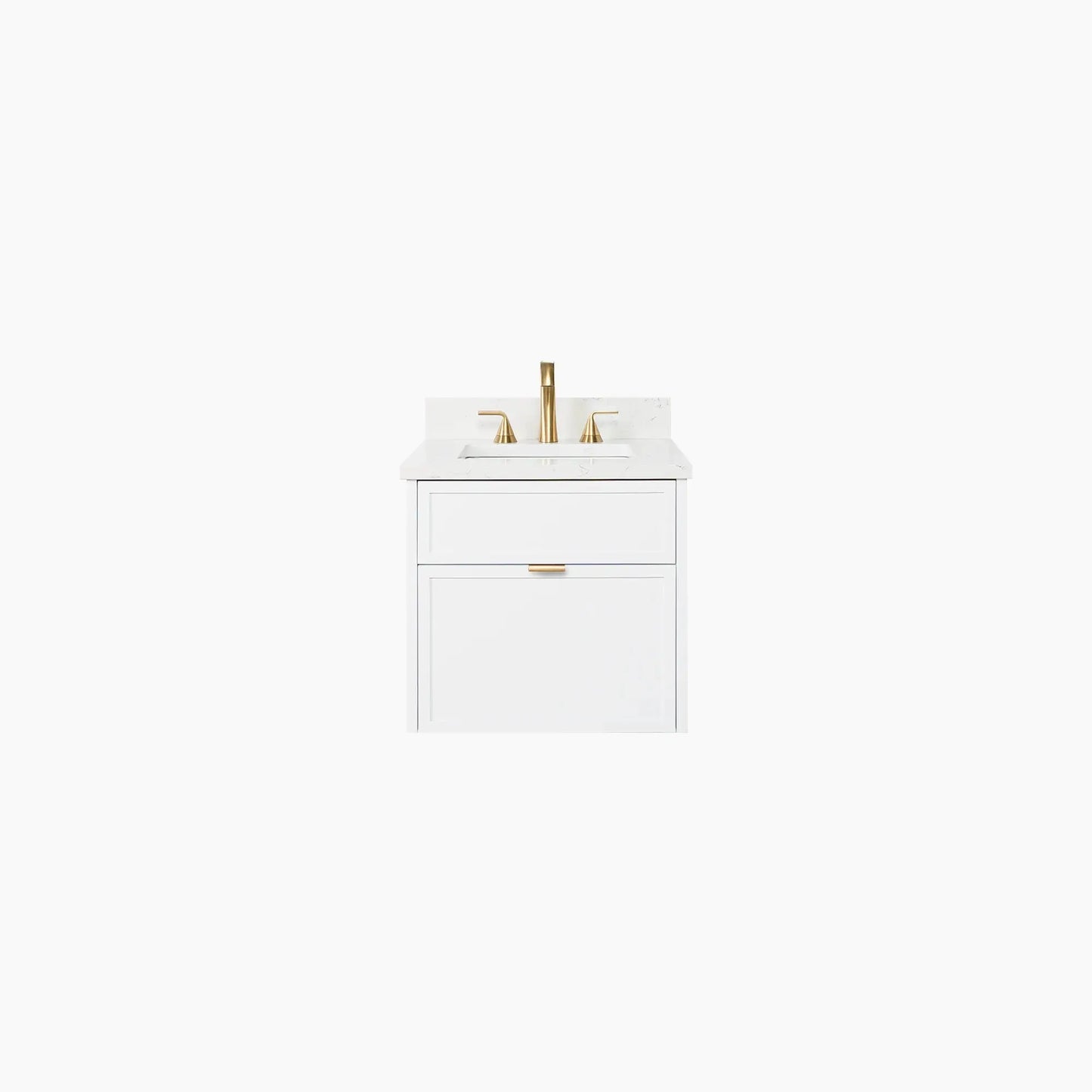 Cape Breton SLIM 24" Wall Mount Satin White Bathroom Vanity - All Drawers Teodor Bathroom Vanity Canada