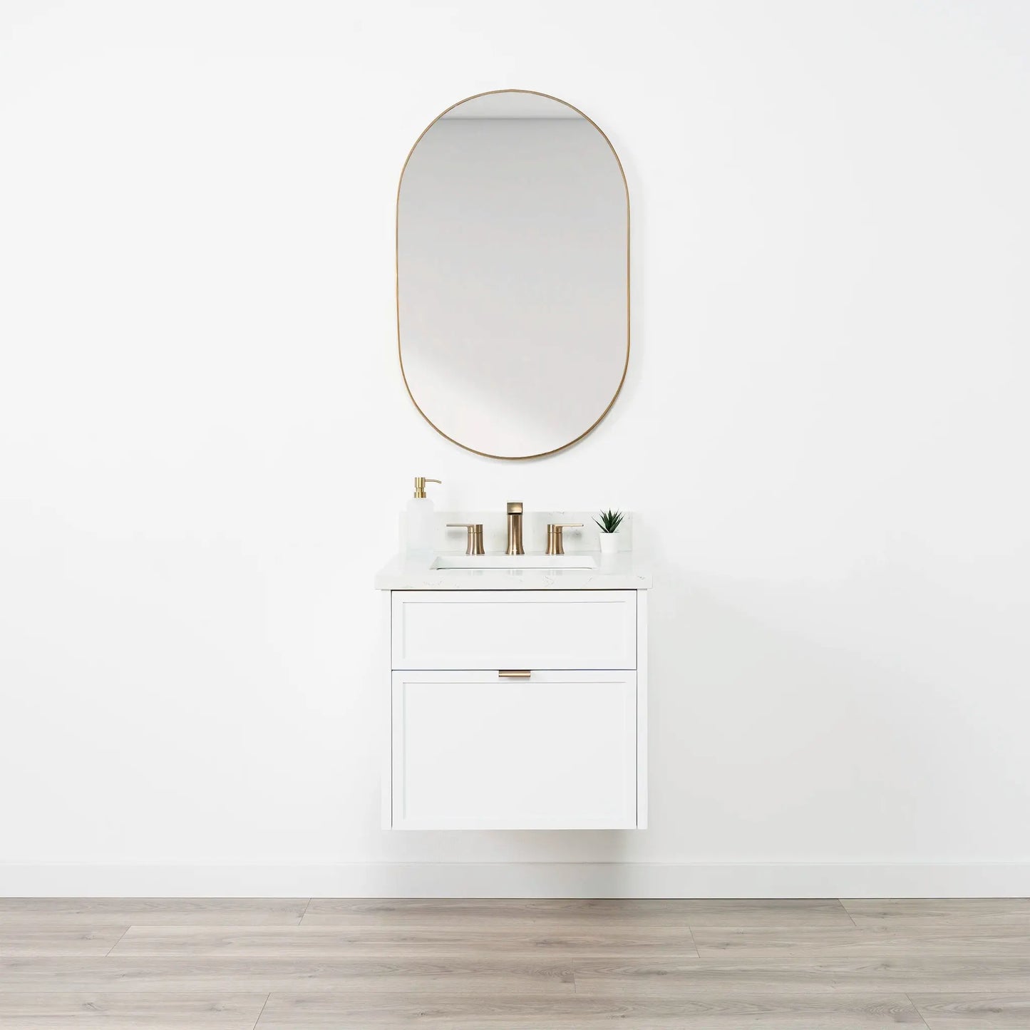 Cape Breton SLIM 24" Wall Mount Satin White Bathroom Vanity - All Drawers Teodor Bathroom Vanity Canada