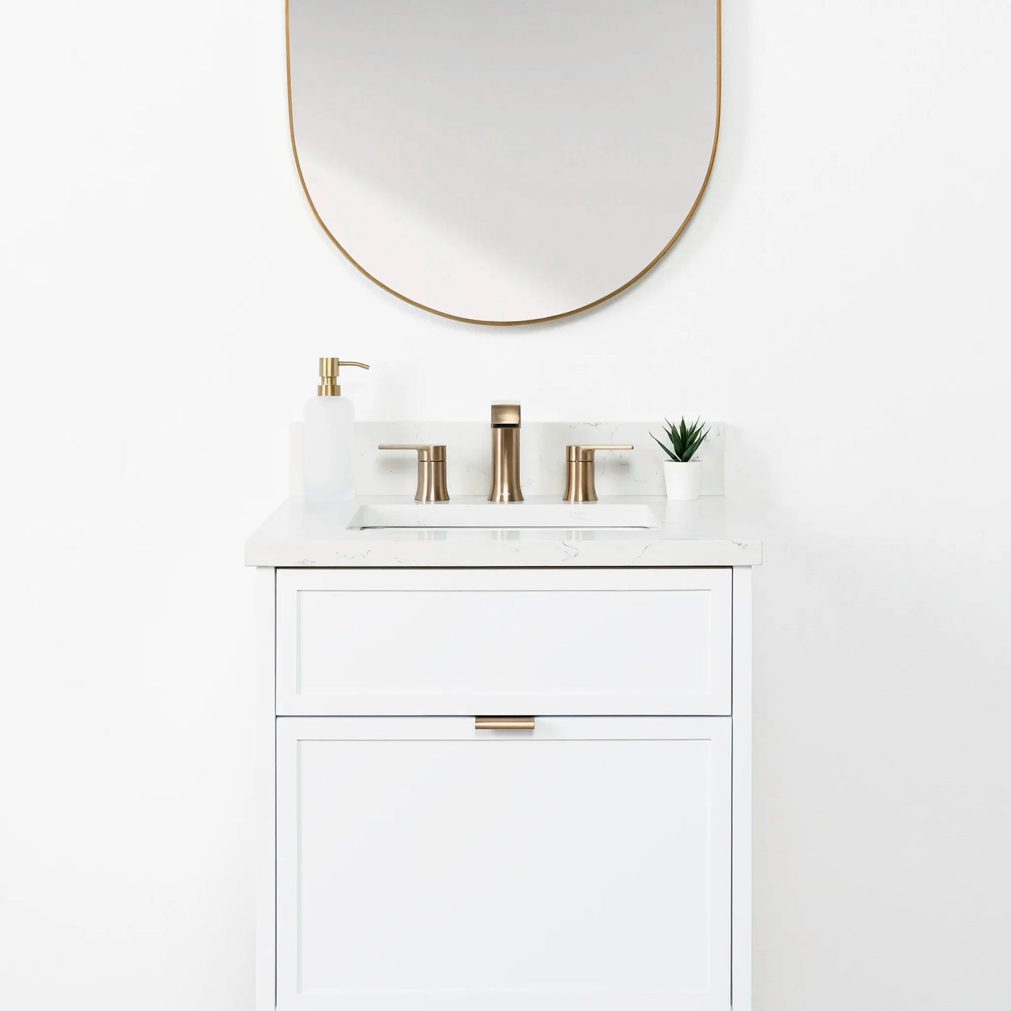 Cape Breton SLIM 24" Wall Mount Satin White Bathroom Vanity - All Drawers Teodor Bathroom Vanity Canada