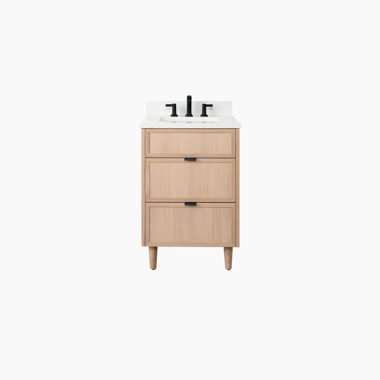 Cape Breton SLIM 24" White Oak Bathroom Vanity - All Drawers