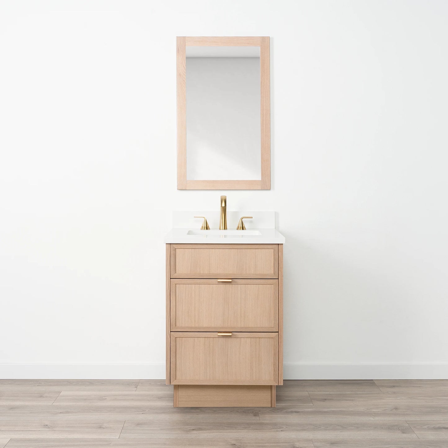 Cape Breton SLIM 24" White Oak Bathroom Vanity - All Drawers