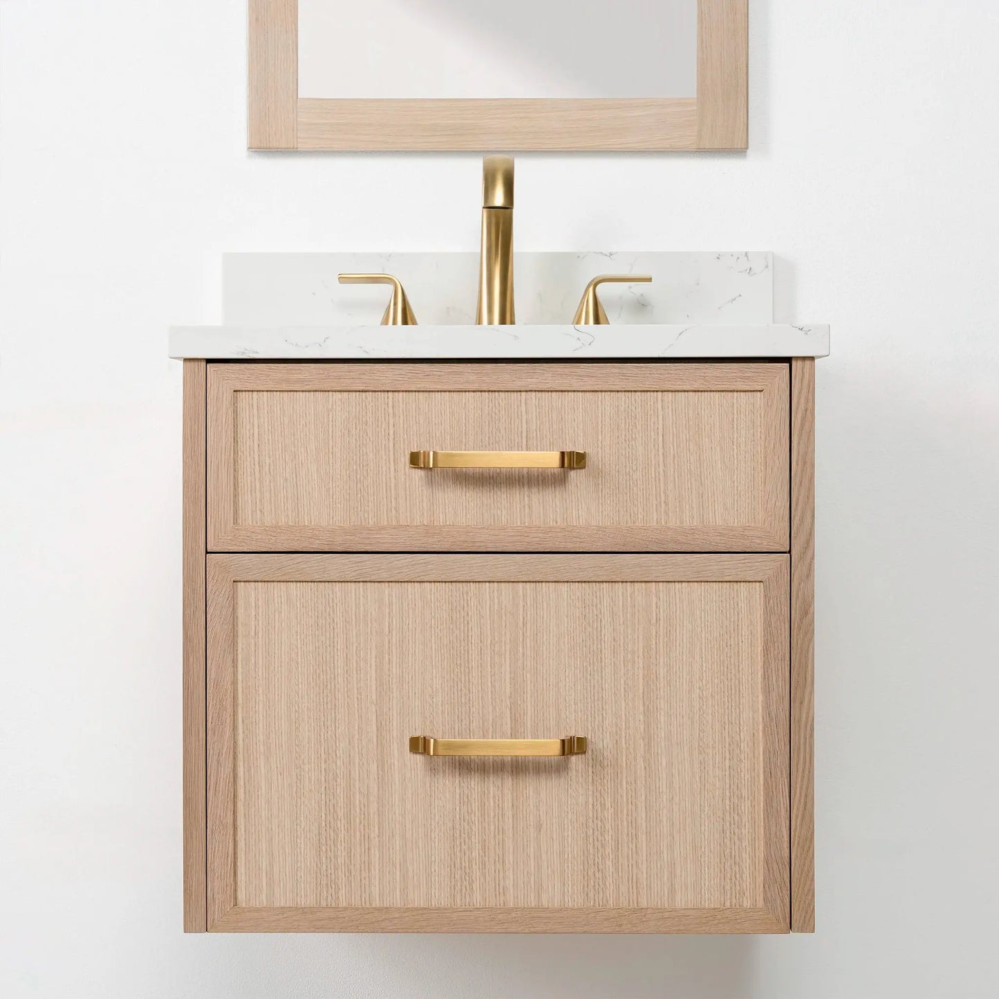 Cape Breton SLIM 24" Wall Mount White Oak Bathroom Vanity - All Drawers Teodor Bathroom Vanity Canada
