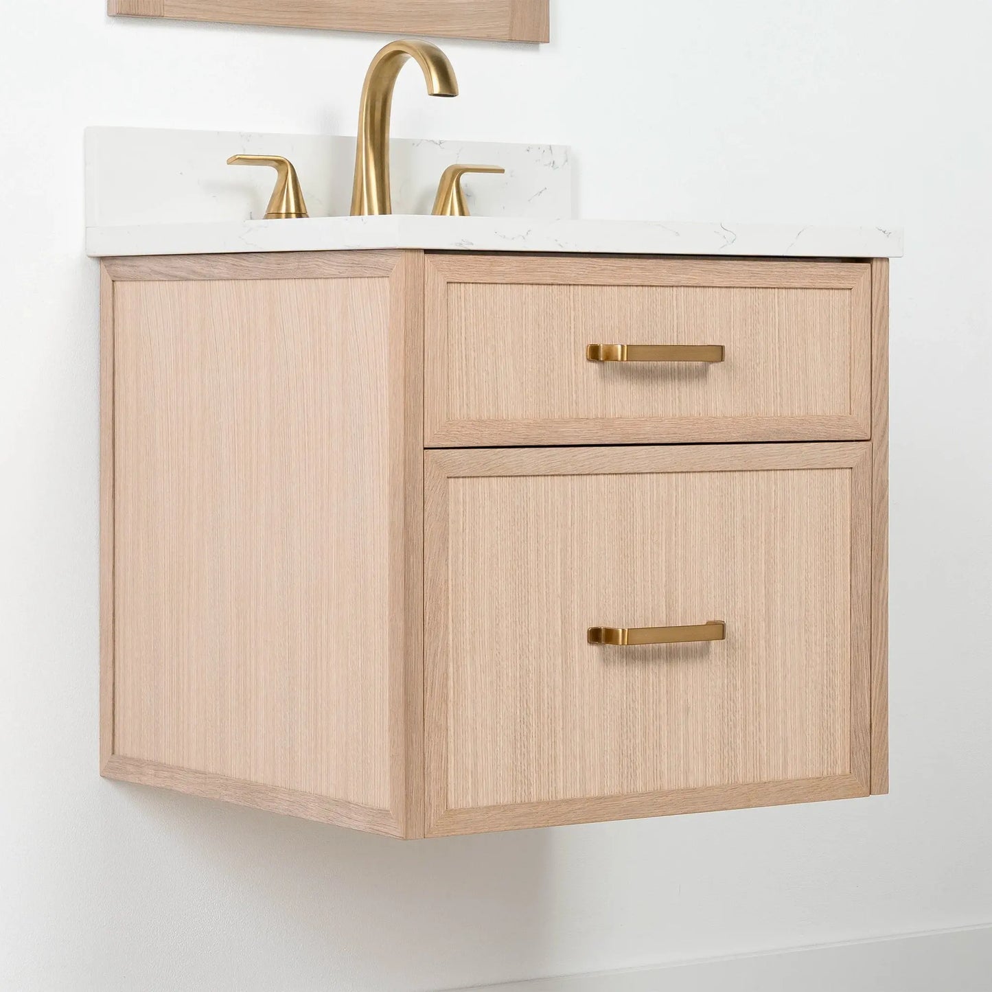 Cape Breton SLIM 24" Wall Mount White Oak Bathroom Vanity - All Drawers Teodor Bathroom Vanity Canada