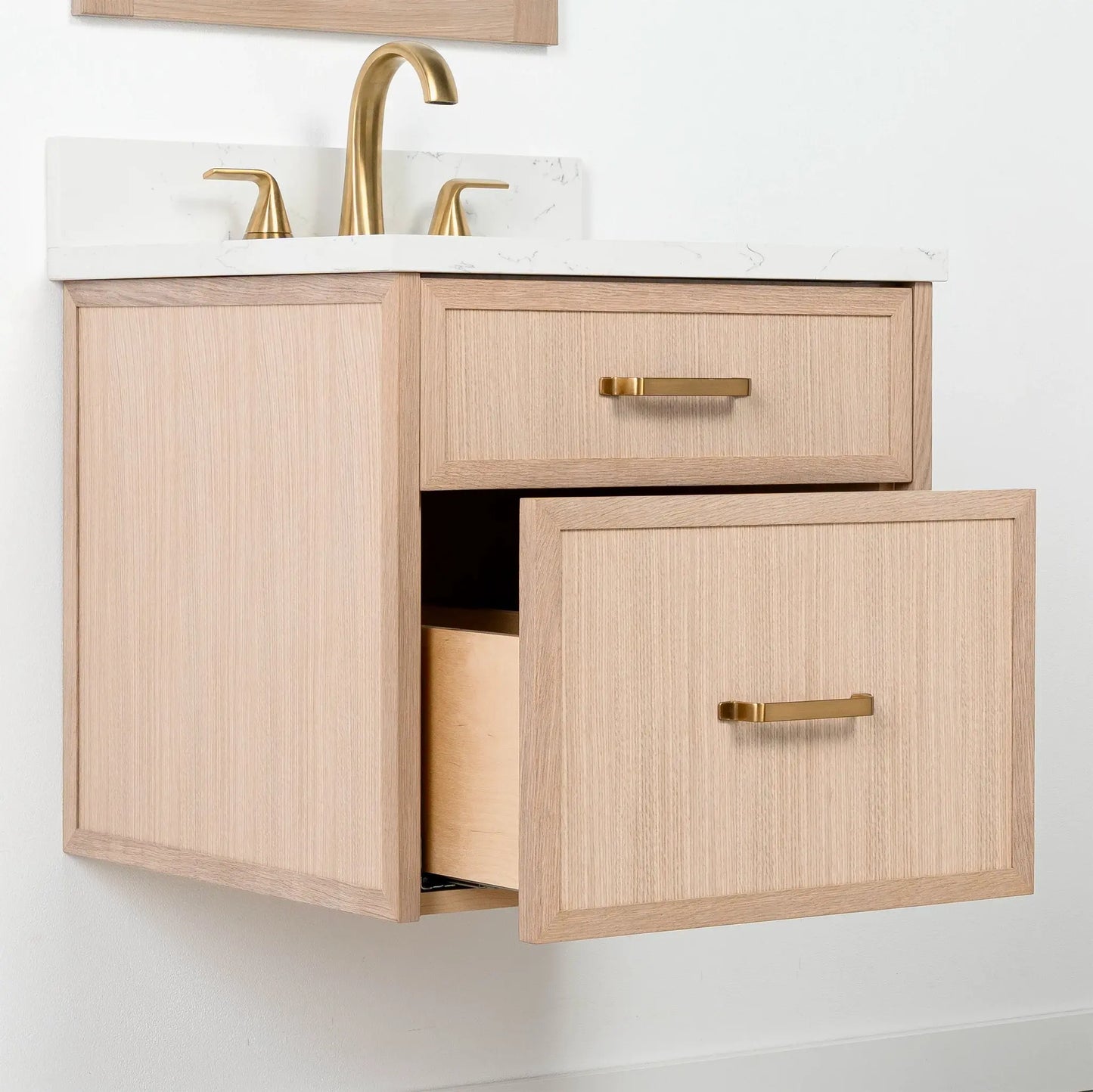 Cape Breton SLIM 24" Wall Mount White Oak Bathroom Vanity - All Drawers Teodor Bathroom Vanity Canada