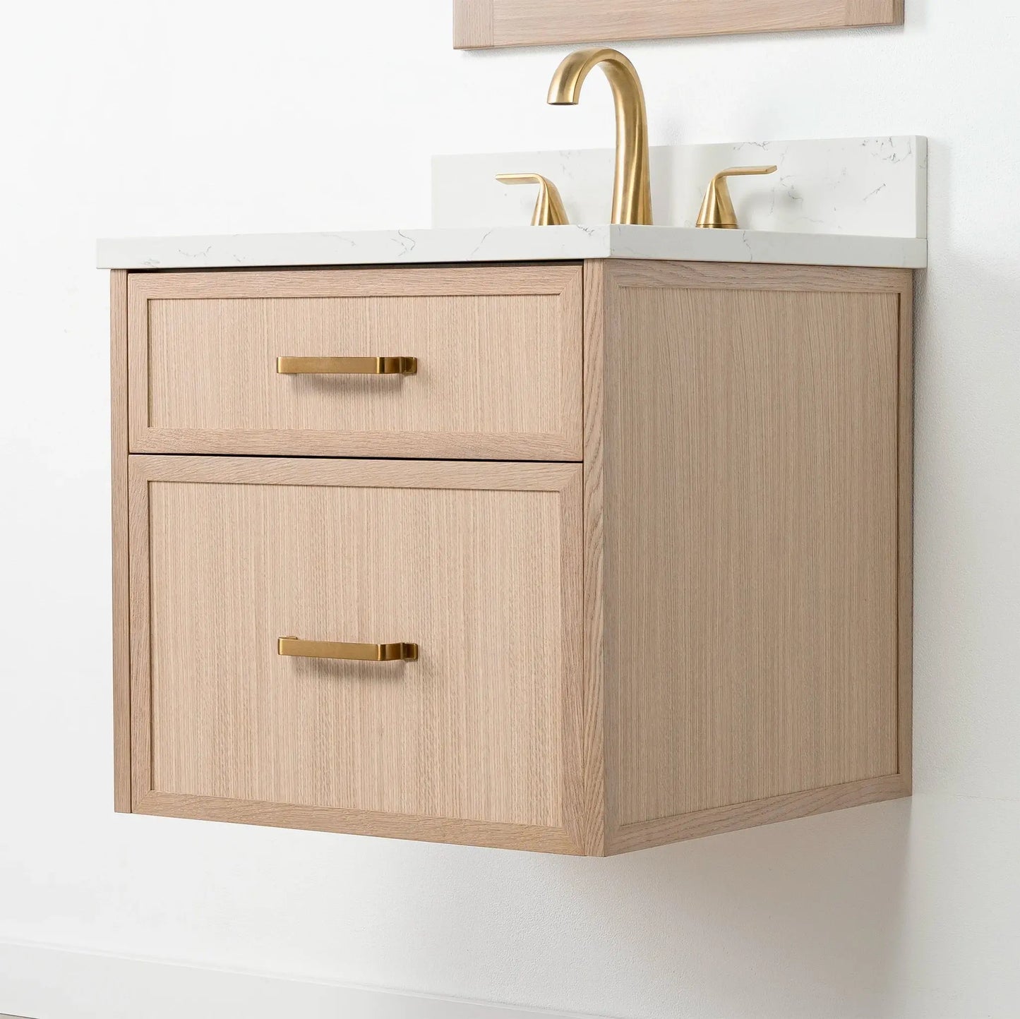Cape Breton SLIM 24" Wall Mount White Oak Bathroom Vanity - All Drawers Teodor Bathroom Vanity Canada