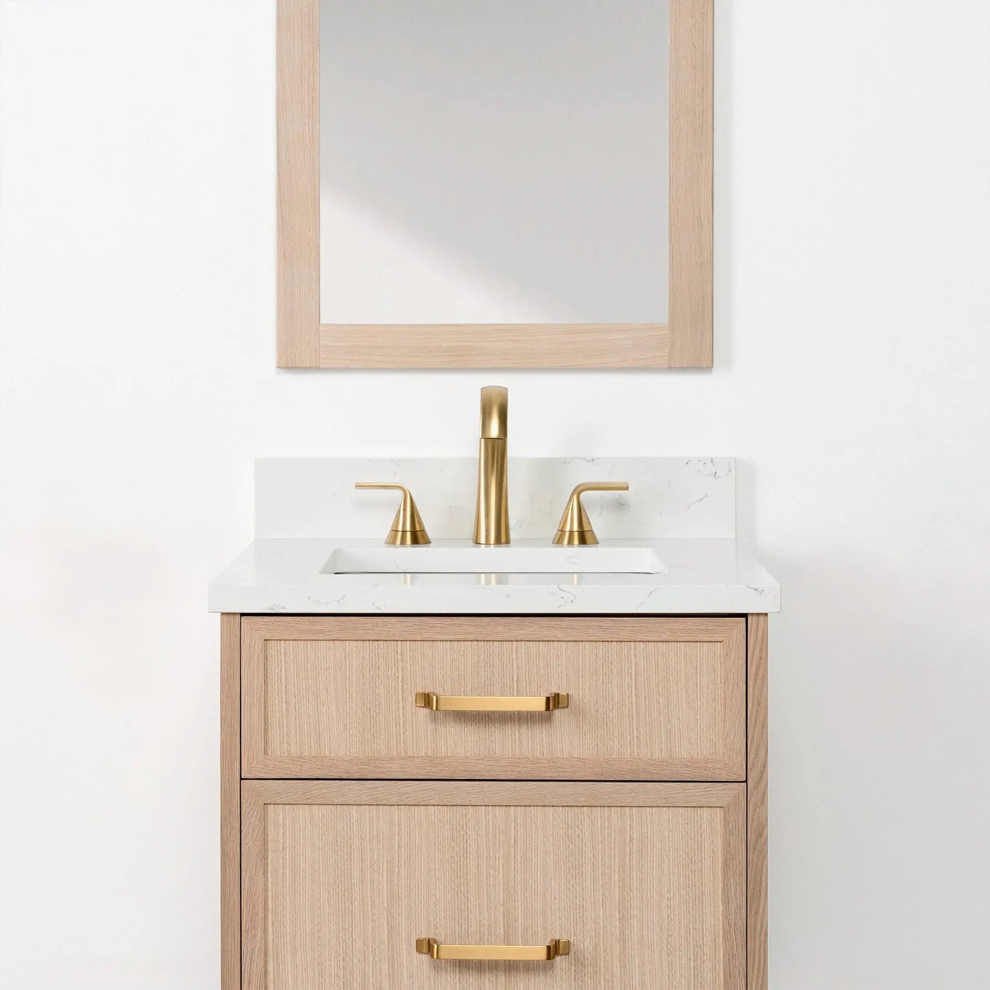 Cape Breton SLIM 24" Wall Mount White Oak Bathroom Vanity - All Drawers Teodor Bathroom Vanity Canada