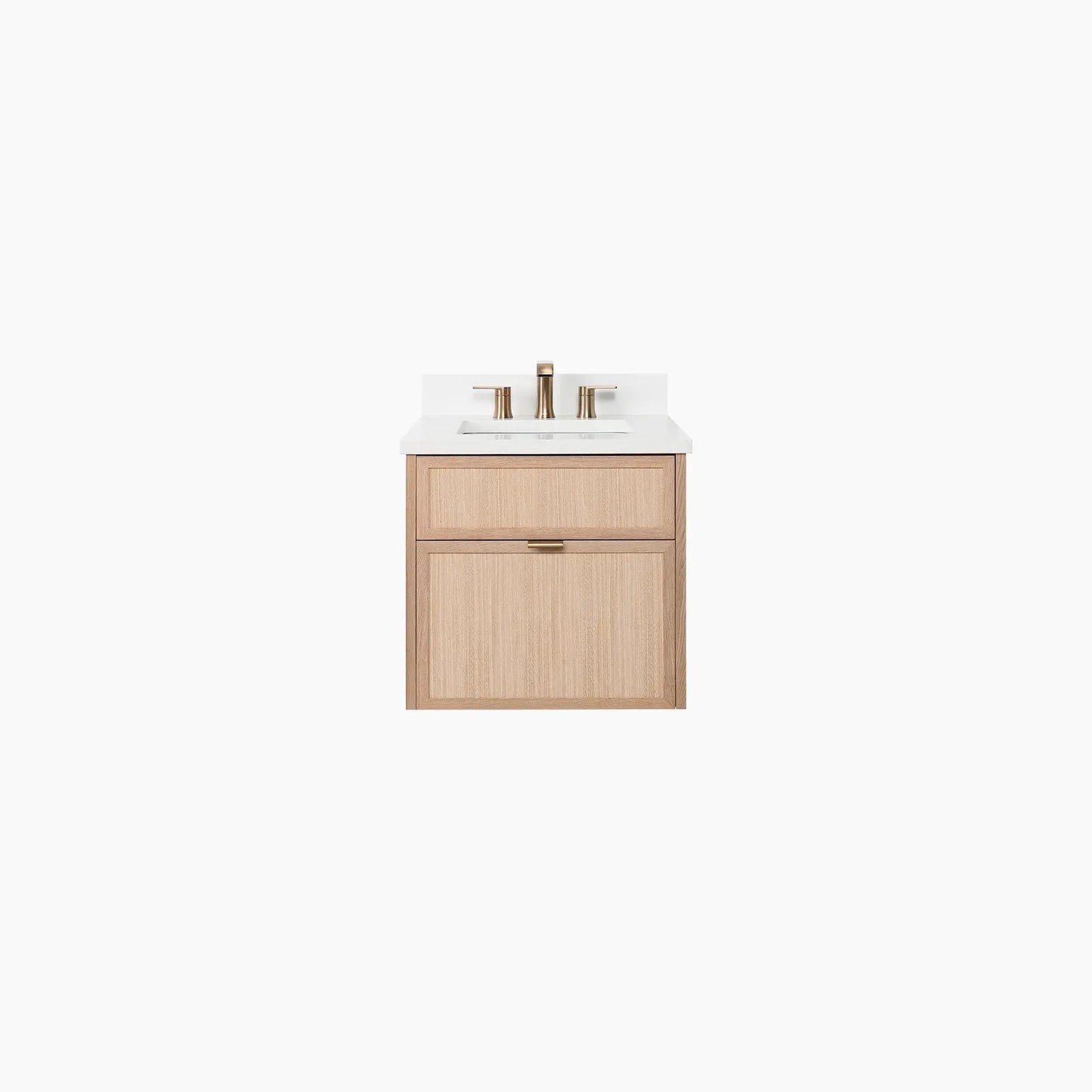 Cape Breton SLIM 24" Wall Mount White Oak Bathroom Vanity - All Drawers Teodor Bathroom Vanity Canada