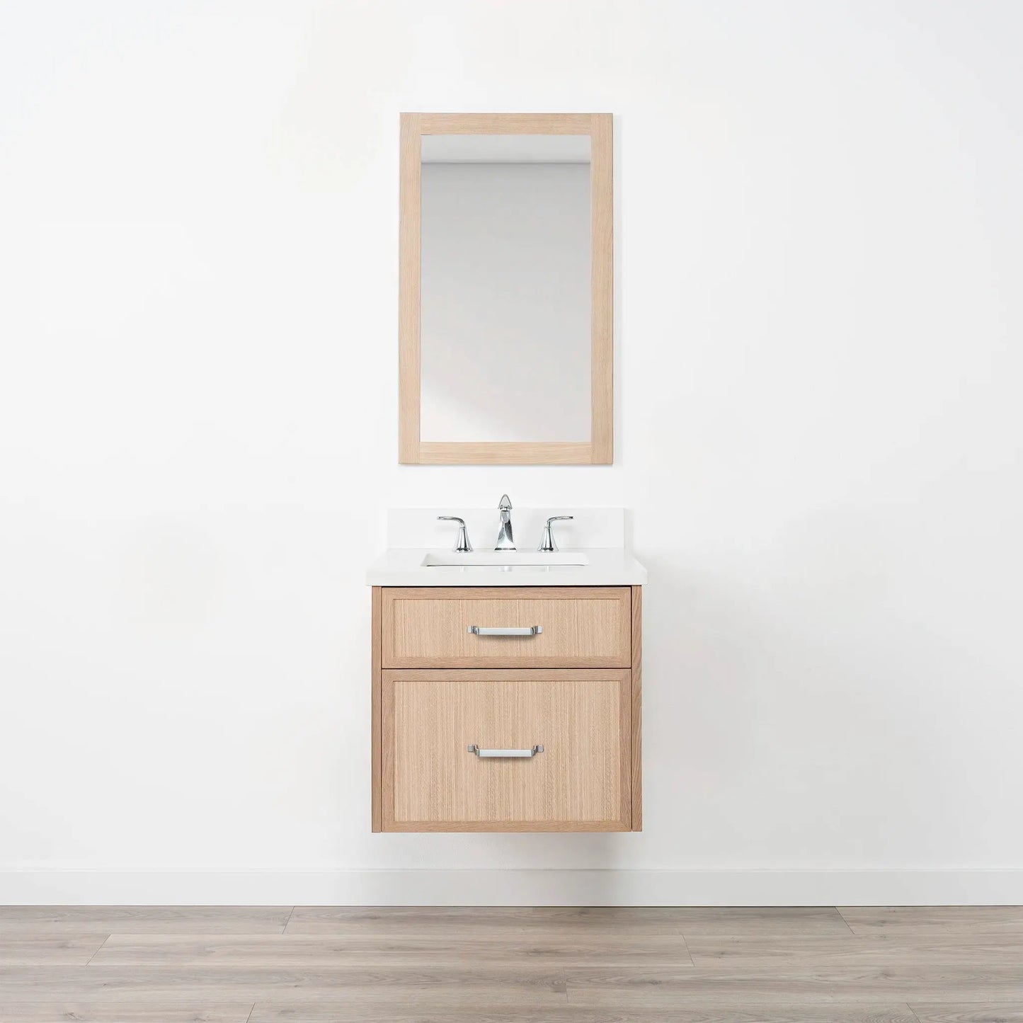 Cape Breton SLIM 24" Wall Mount White Oak Bathroom Vanity - All Drawers Teodor Bathroom Vanity Canada