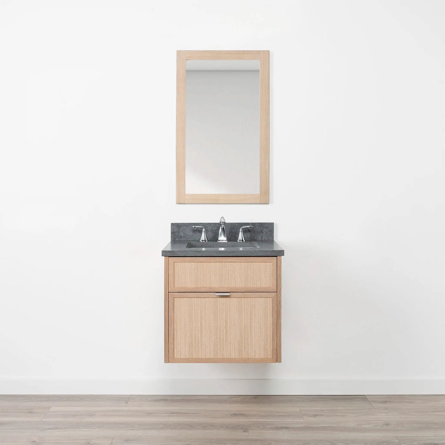 Cape Breton SLIM 24" Wall Mount White Oak Bathroom Vanity - All Drawers Teodor Bathroom Vanity Canada