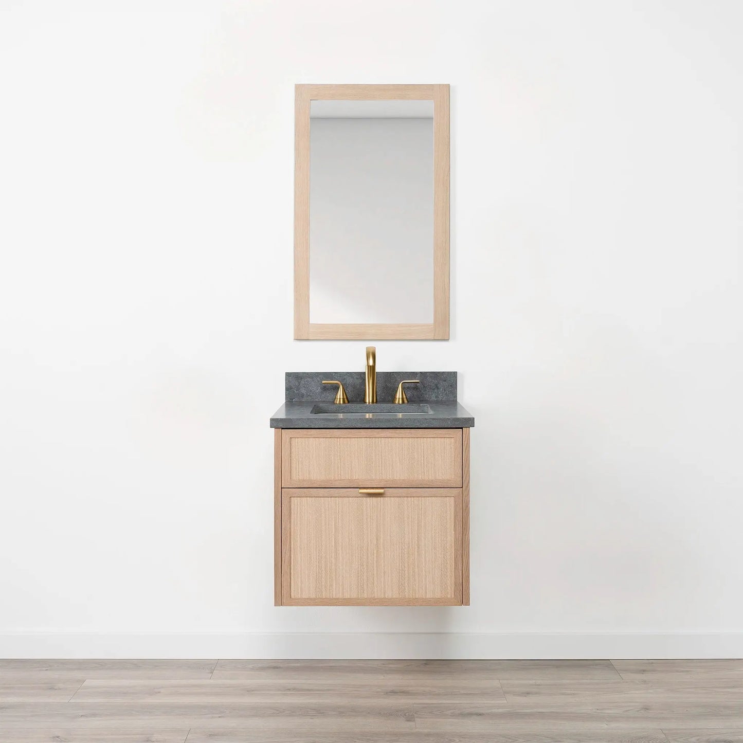 Cape Breton SLIM 24" Wall Mount White Oak Bathroom Vanity - All Drawers Teodor Bathroom Vanity Canada