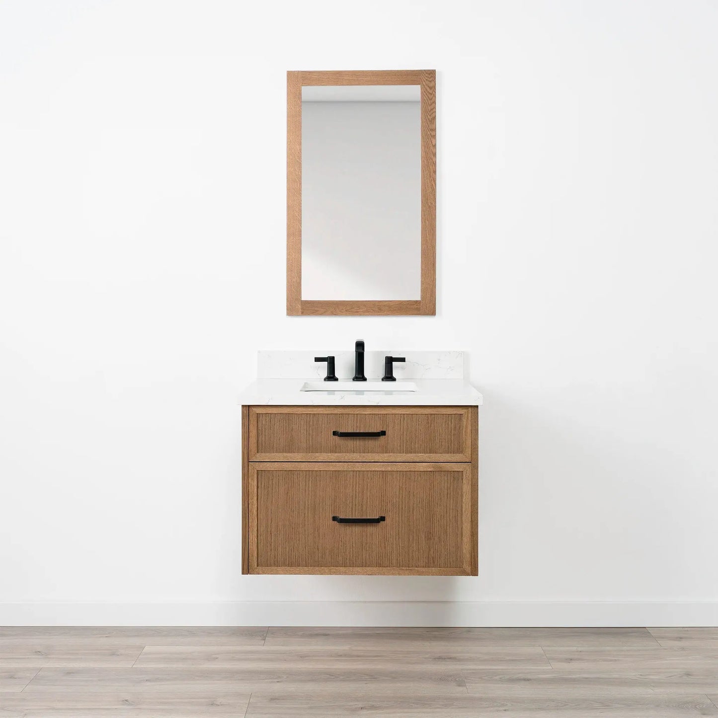 Cape Breton SLIM 30" Wall Mount Mid Century Oak Bathroom Vanity - All Drawers Teodor Bathroom Vanity Canada