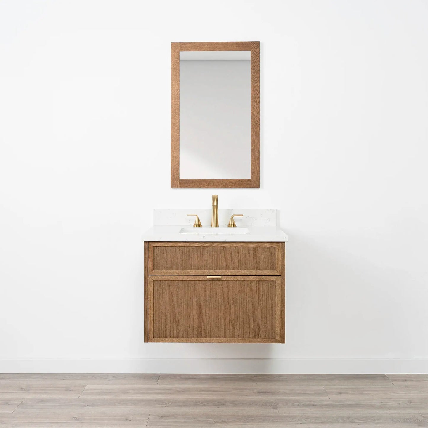 Cape Breton SLIM 30" Wall Mount Mid Century Oak Bathroom Vanity - All Drawers Teodor Bathroom Vanity Canada