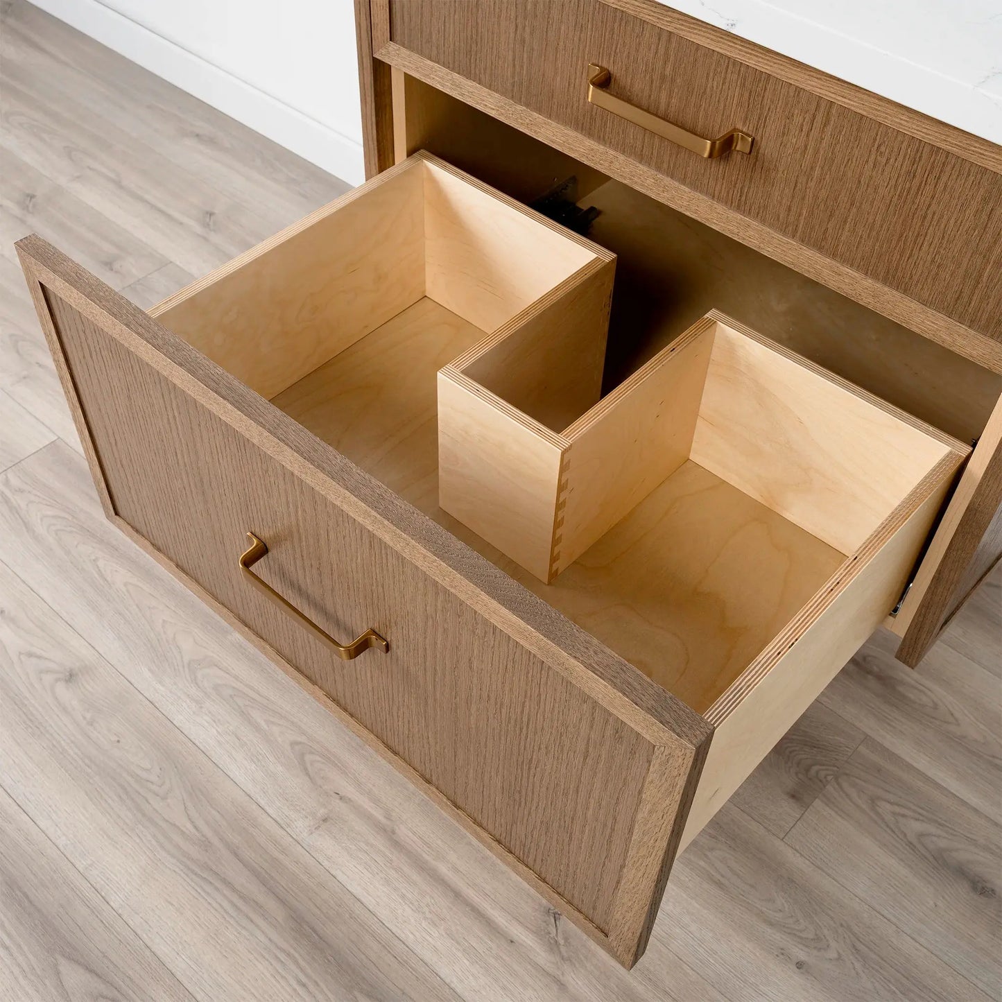 Cape Breton SLIM 30" Wall Mount Mid Century Oak Bathroom Vanity - All Drawers Teodor Bathroom Vanity Canada