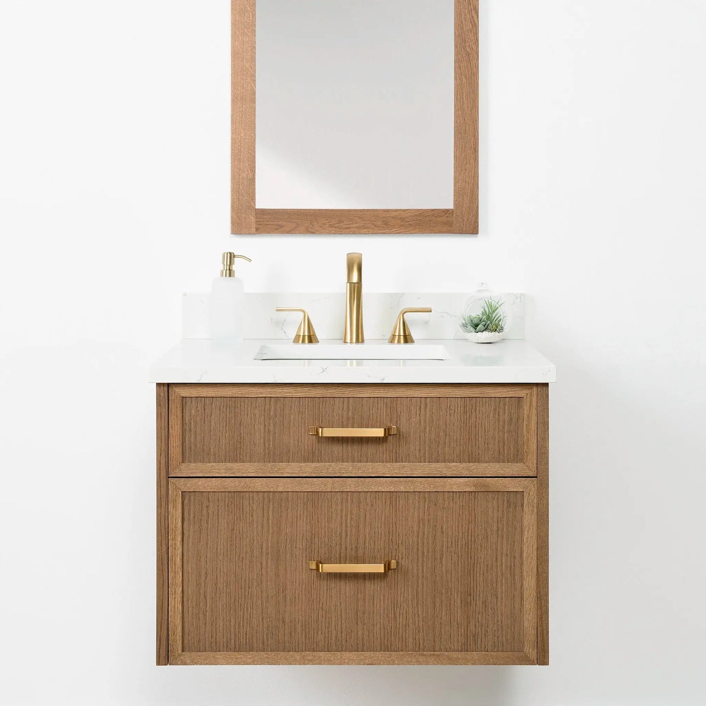 Cape Breton SLIM 30" Wall Mount Mid Century Oak Bathroom Vanity - All Drawers Teodor Bathroom Vanity Canada