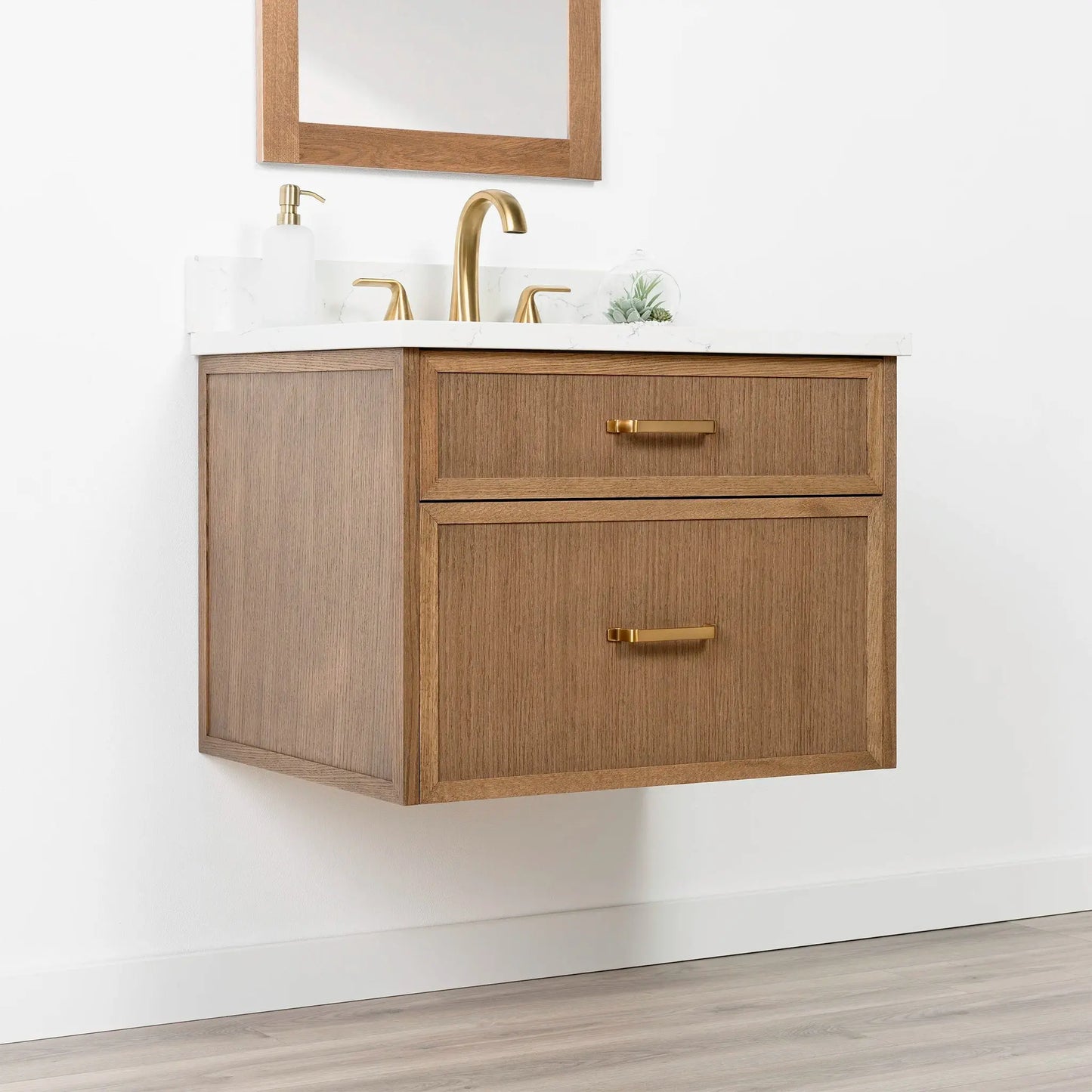 Cape Breton SLIM 30" Wall Mount Mid Century Oak Bathroom Vanity - All Drawers Teodor Bathroom Vanity Canada