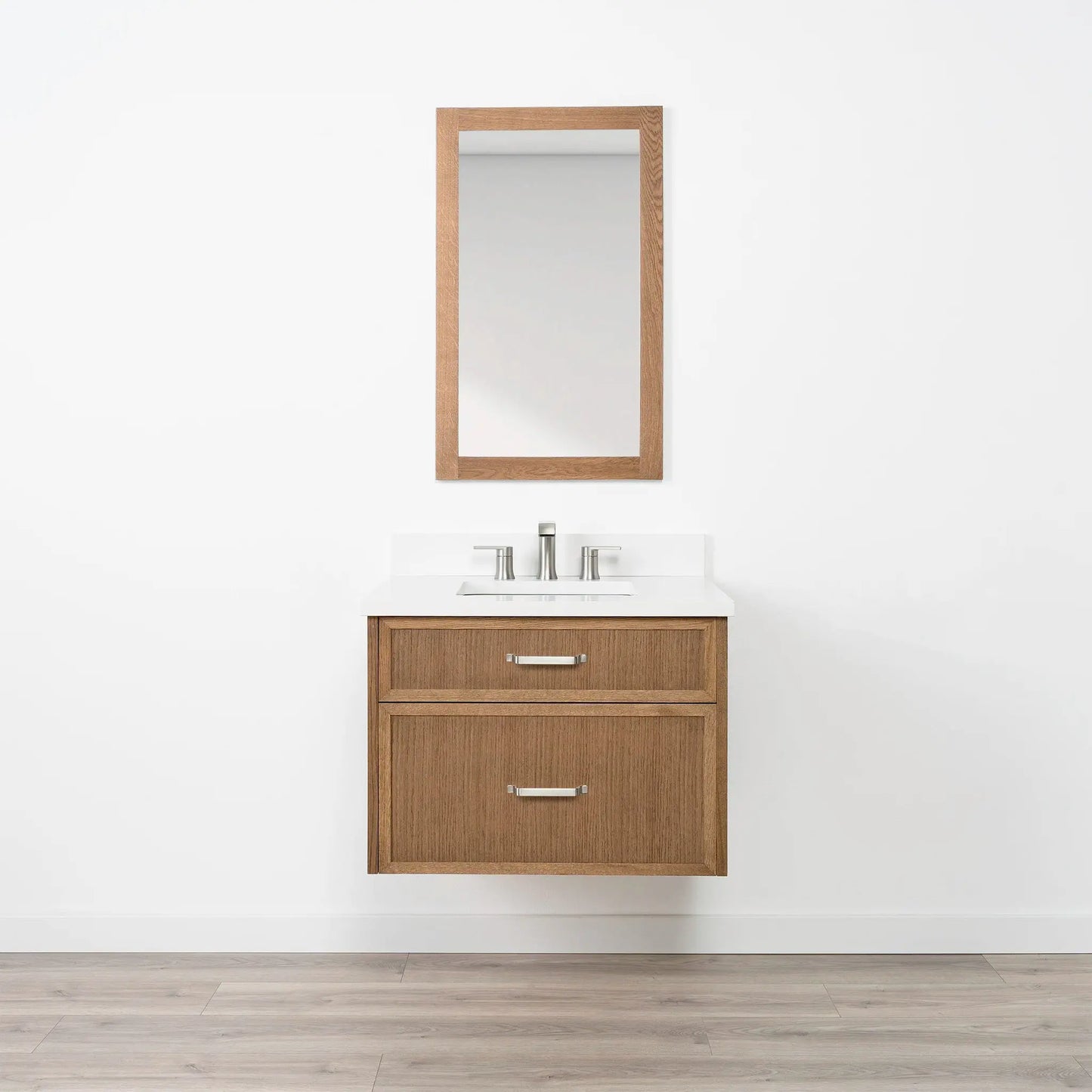 Cape Breton SLIM 30" Wall Mount Mid Century Oak Bathroom Vanity - All Drawers Teodor Bathroom Vanity Canada