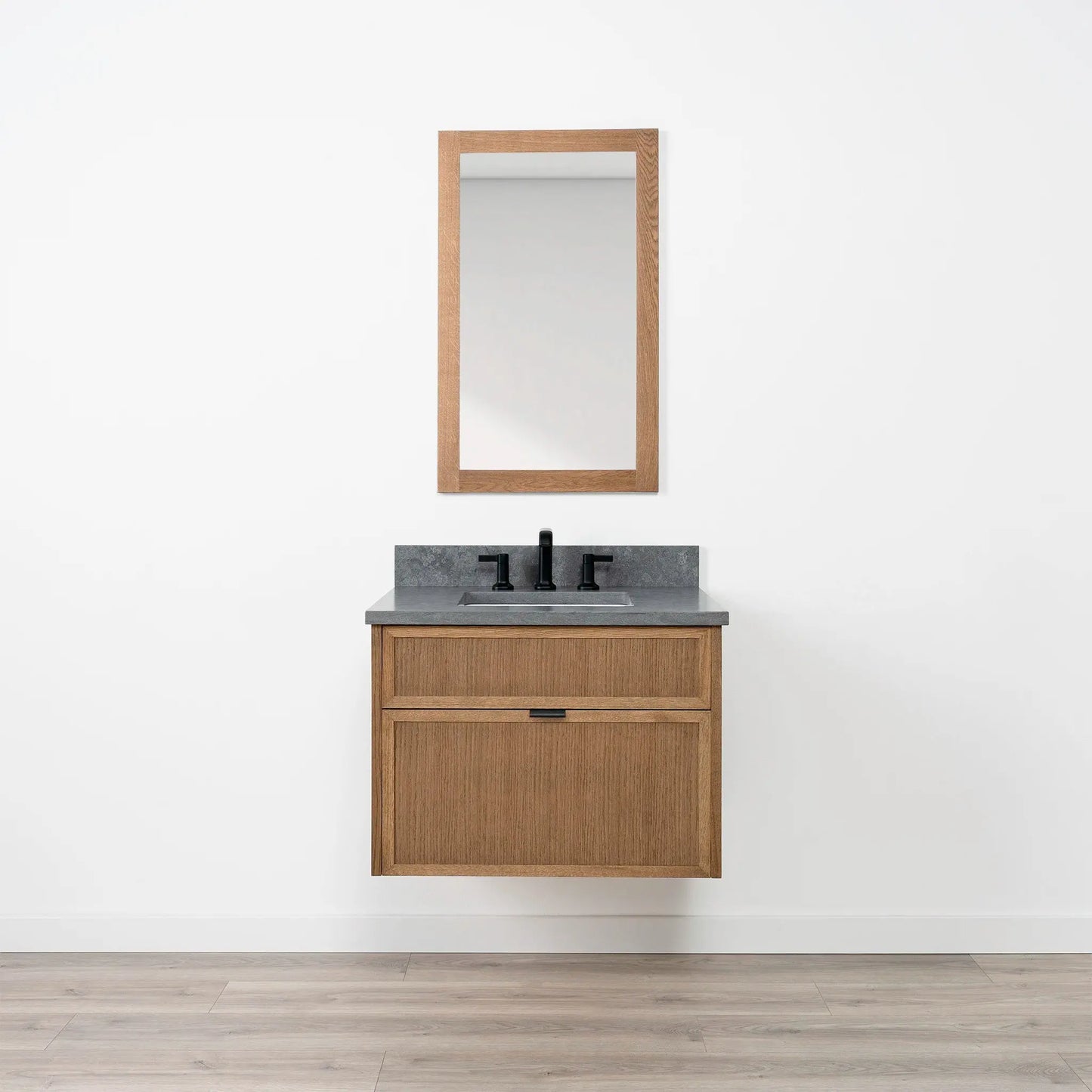 Cape Breton SLIM 30" Wall Mount Mid Century Oak Bathroom Vanity - All Drawers Teodor Bathroom Vanity Canada