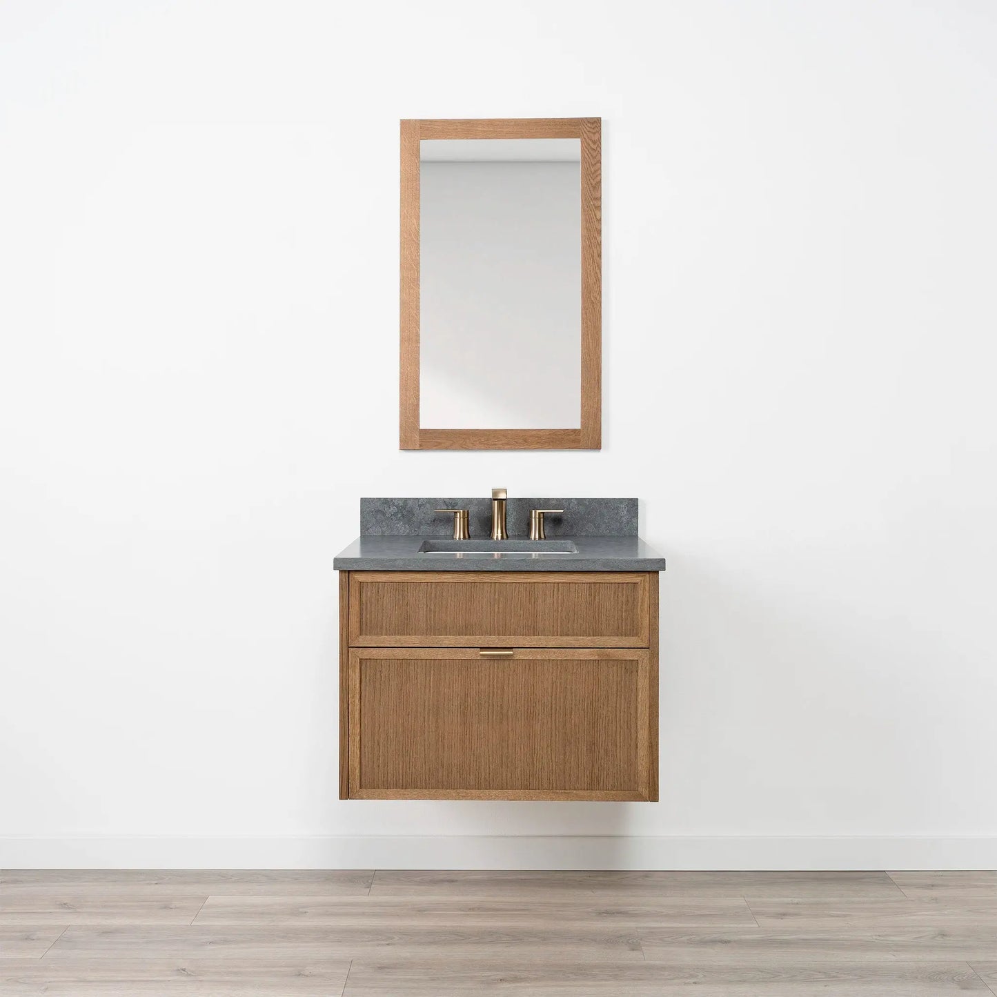 Cape Breton SLIM 30" Wall Mount Mid Century Oak Bathroom Vanity - All Drawers Teodor Bathroom Vanity Canada