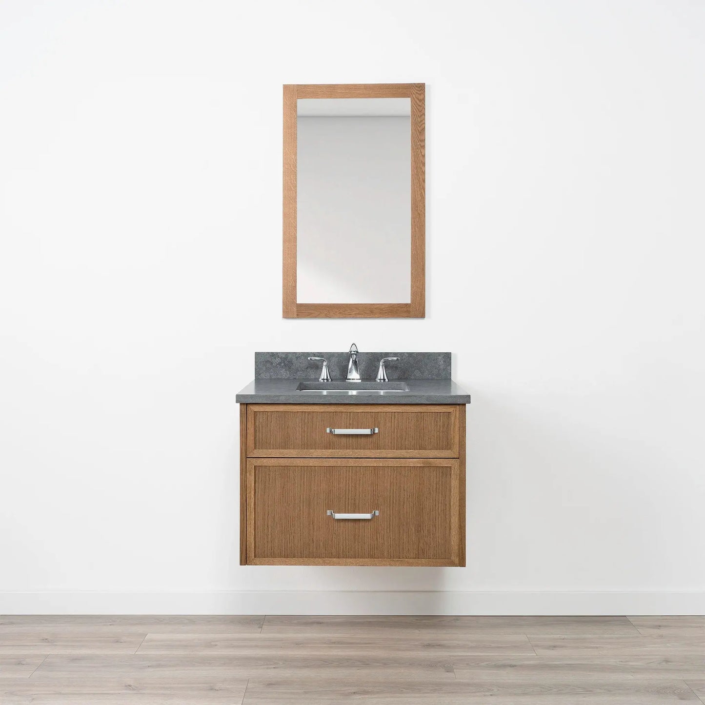 Cape Breton SLIM 30" Wall Mount Mid Century Oak Bathroom Vanity - All Drawers Teodor Bathroom Vanity Canada