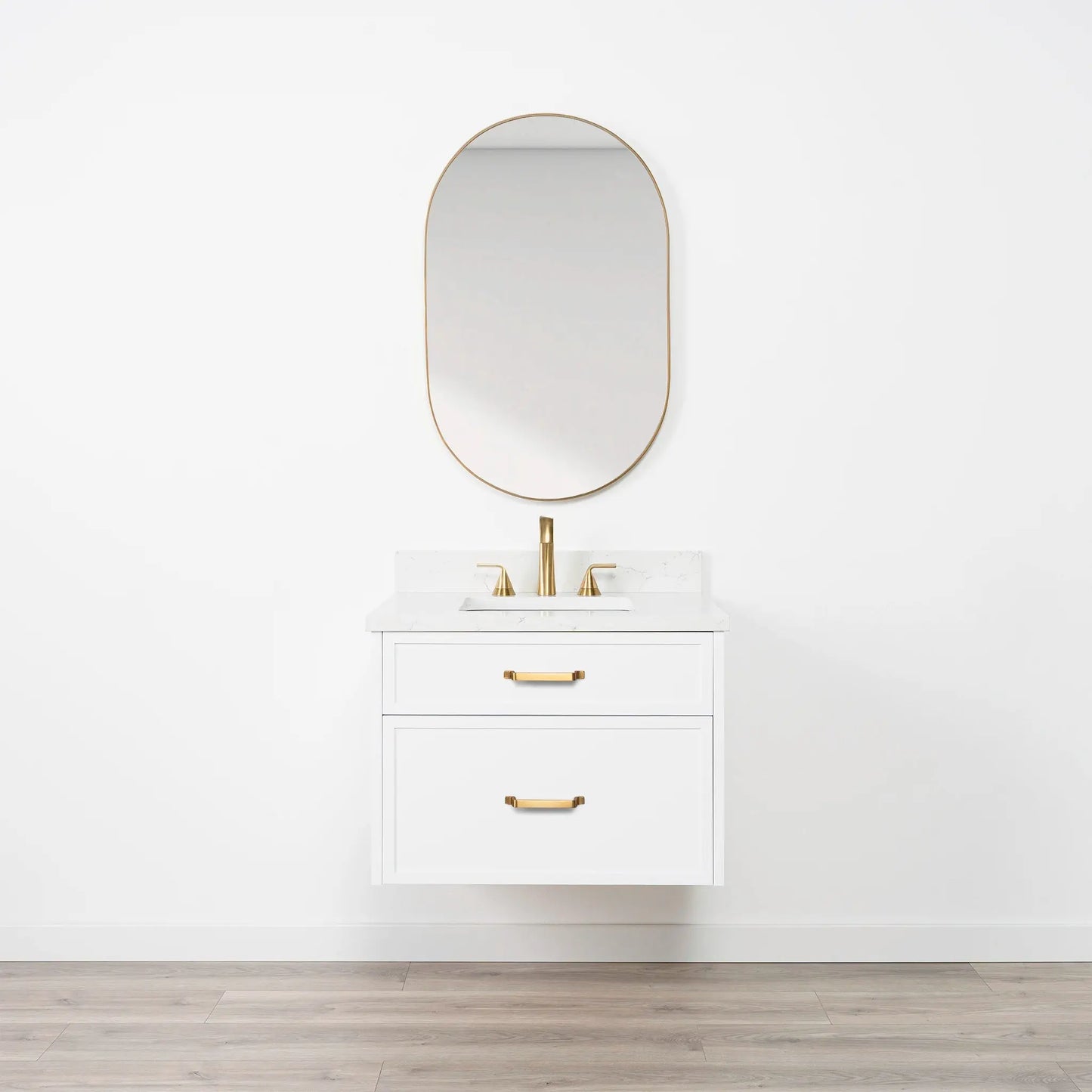 Cape Breton SLIM 30" Wall Mount Satin White Bathroom Vanity - All Drawers Teodor Bathroom Vanity Canada