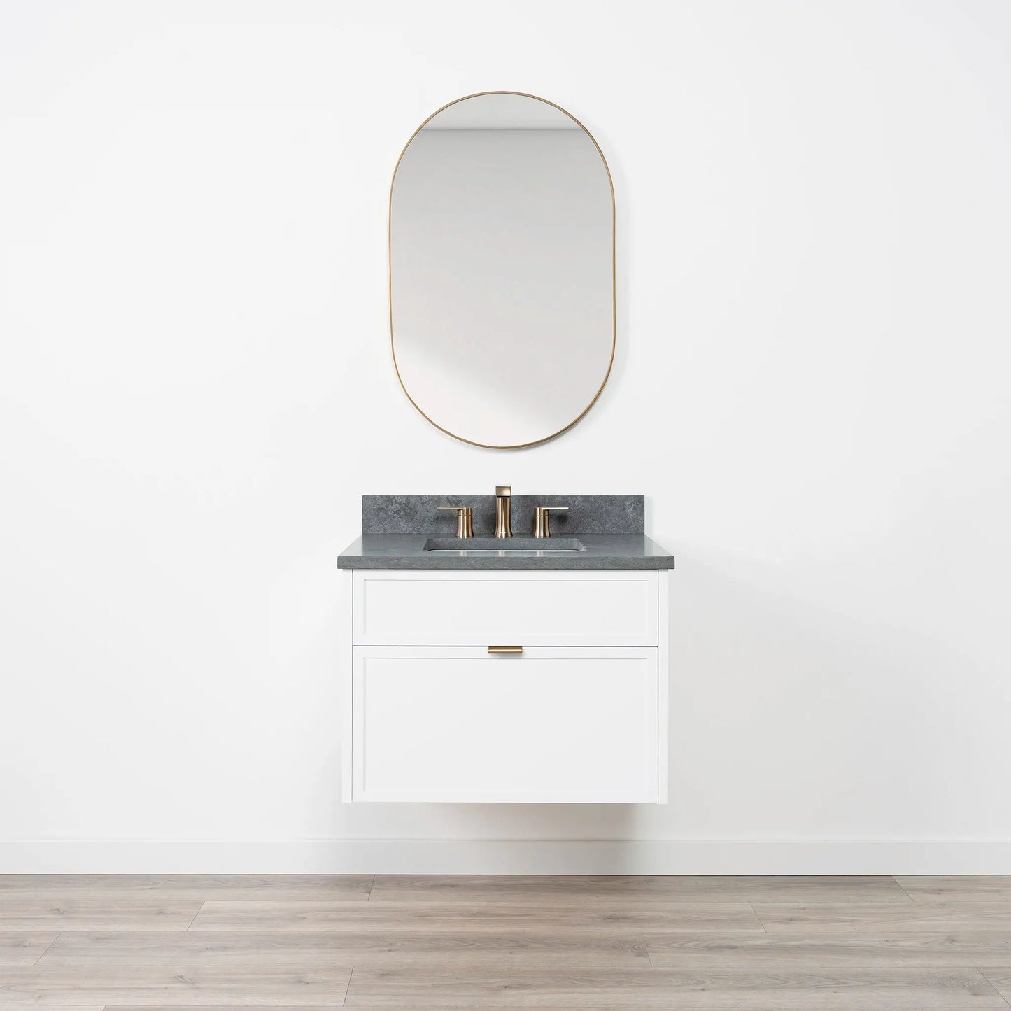 Cape Breton SLIM 30" Wall Mount Satin White Bathroom Vanity - All Drawers Teodor Bathroom Vanity Canada