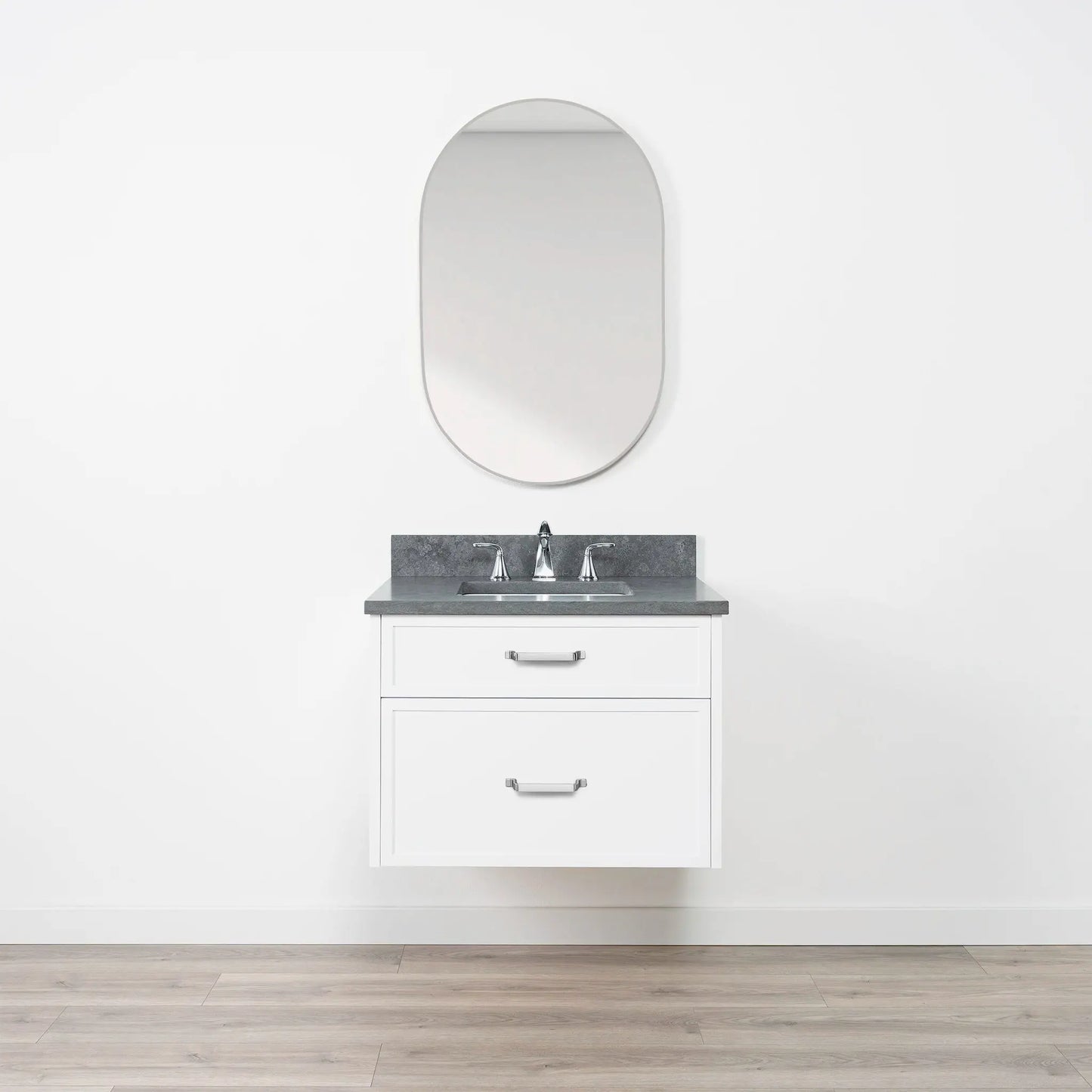 Cape Breton SLIM 30" Wall Mount Satin White Bathroom Vanity - All Drawers Teodor Bathroom Vanity Canada