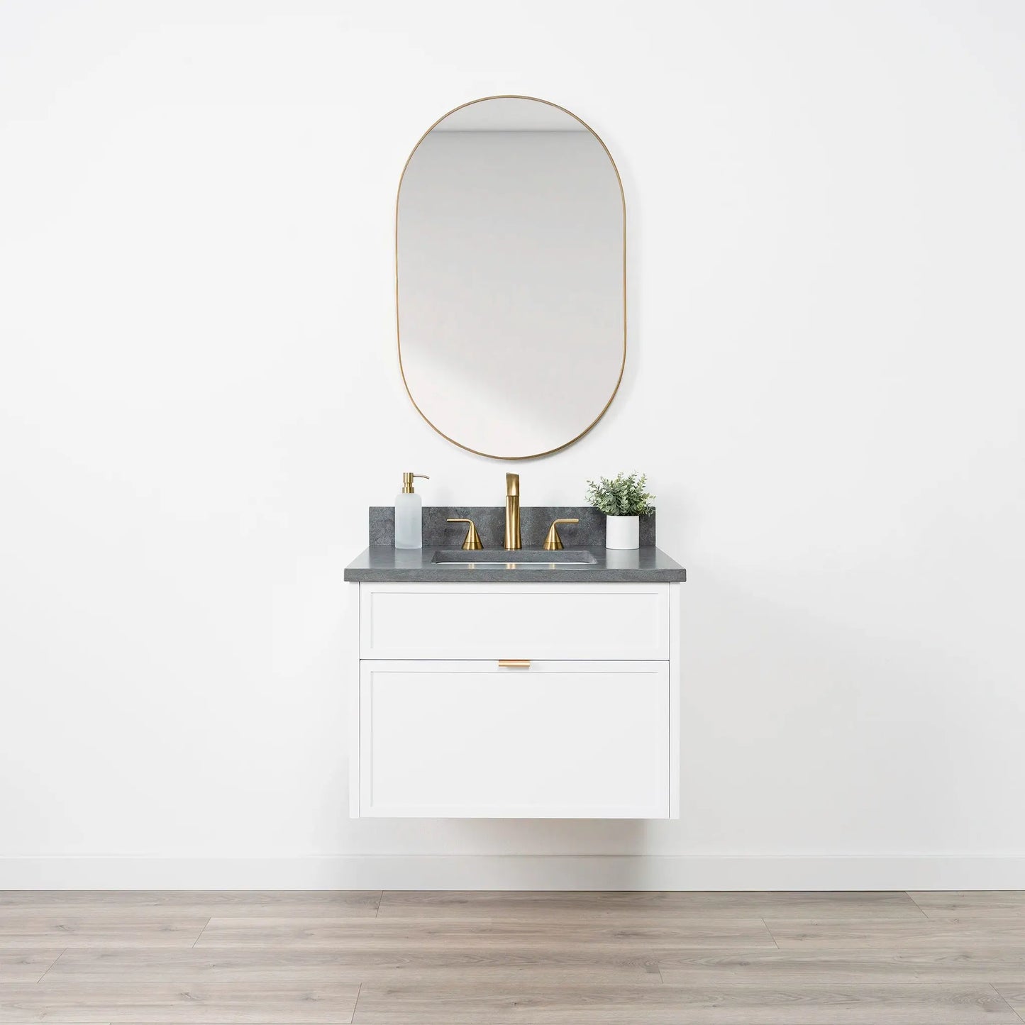 Cape Breton SLIM 30" Wall Mount Satin White Bathroom Vanity - All Drawers Teodor Bathroom Vanity Canada