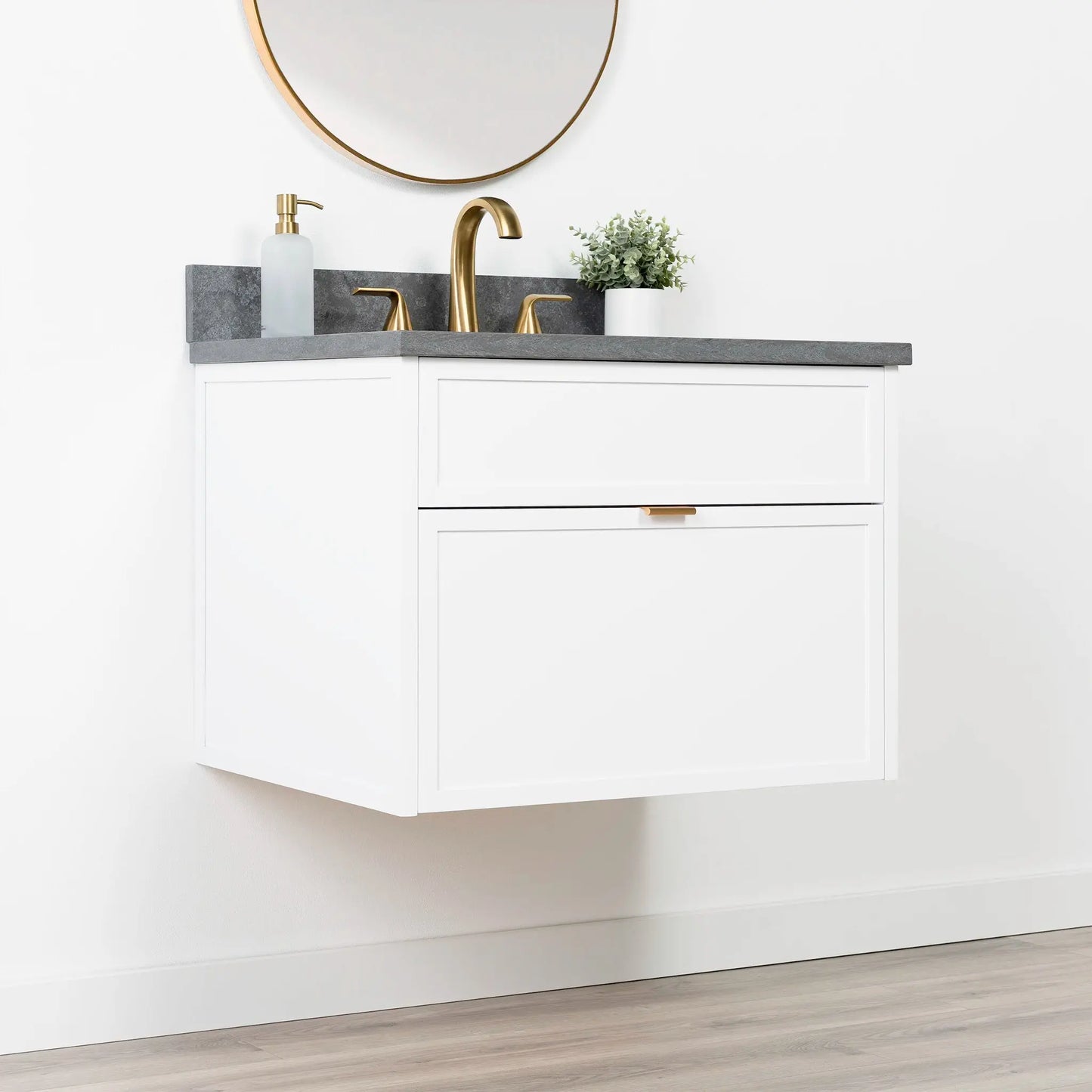 Cape Breton SLIM 30" Wall Mount Satin White Bathroom Vanity - All Drawers Teodor Bathroom Vanity Canada