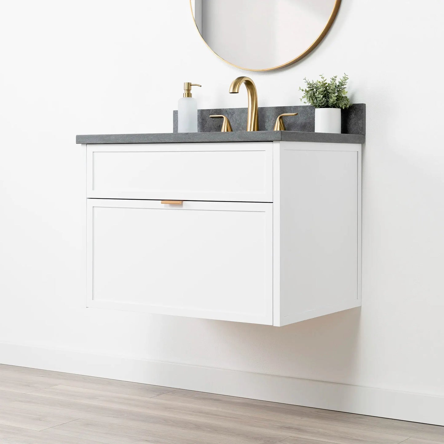 Cape Breton SLIM 30" Wall Mount Satin White Bathroom Vanity - All Drawers Teodor Bathroom Vanity Canada