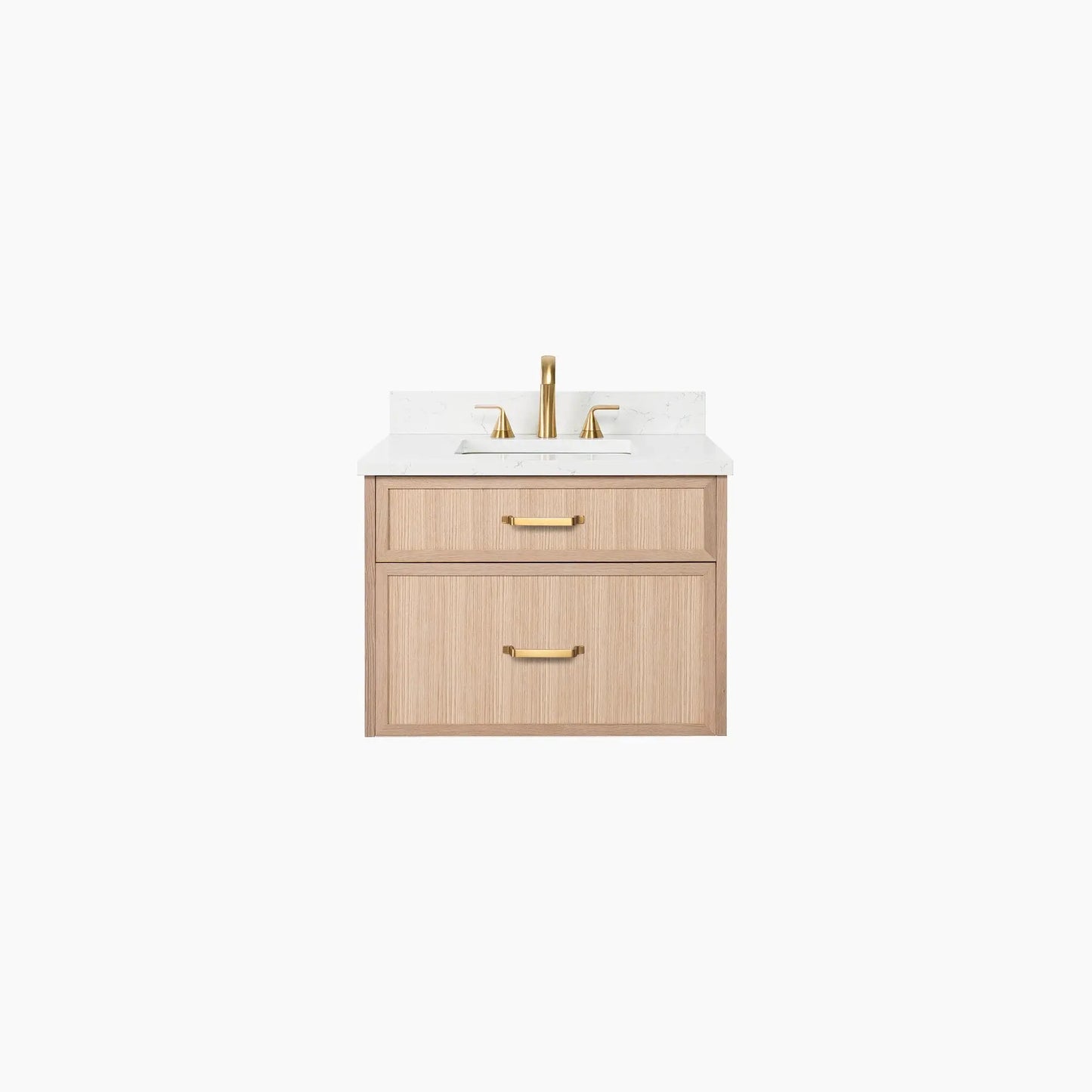 Cape Breton SLIM 30" Wall Mount White Oak Bathroom Vanity - All Drawers Teodor Bathroom Vanity Canada