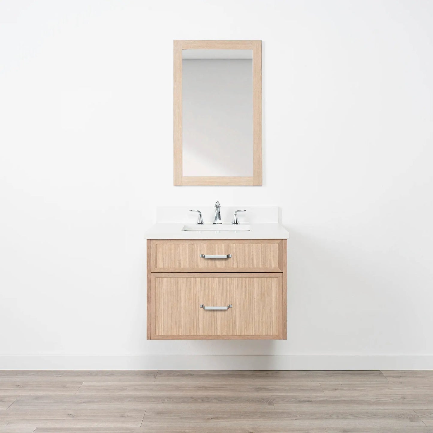 Cape Breton SLIM 30" Wall Mount White Oak Bathroom Vanity - All Drawers Teodor Bathroom Vanity Canada