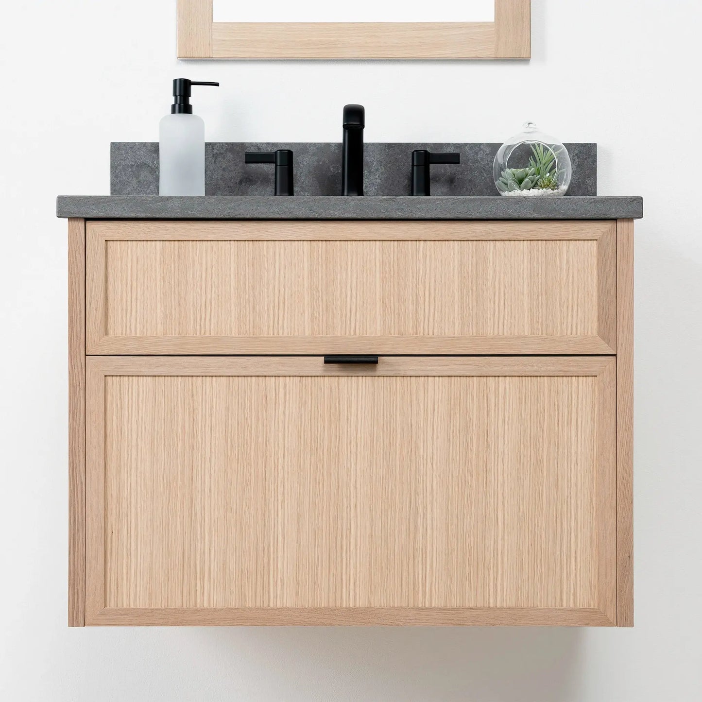 Cape Breton SLIM 30" Wall Mount White Oak Bathroom Vanity - All Drawers Teodor Bathroom Vanity Canada