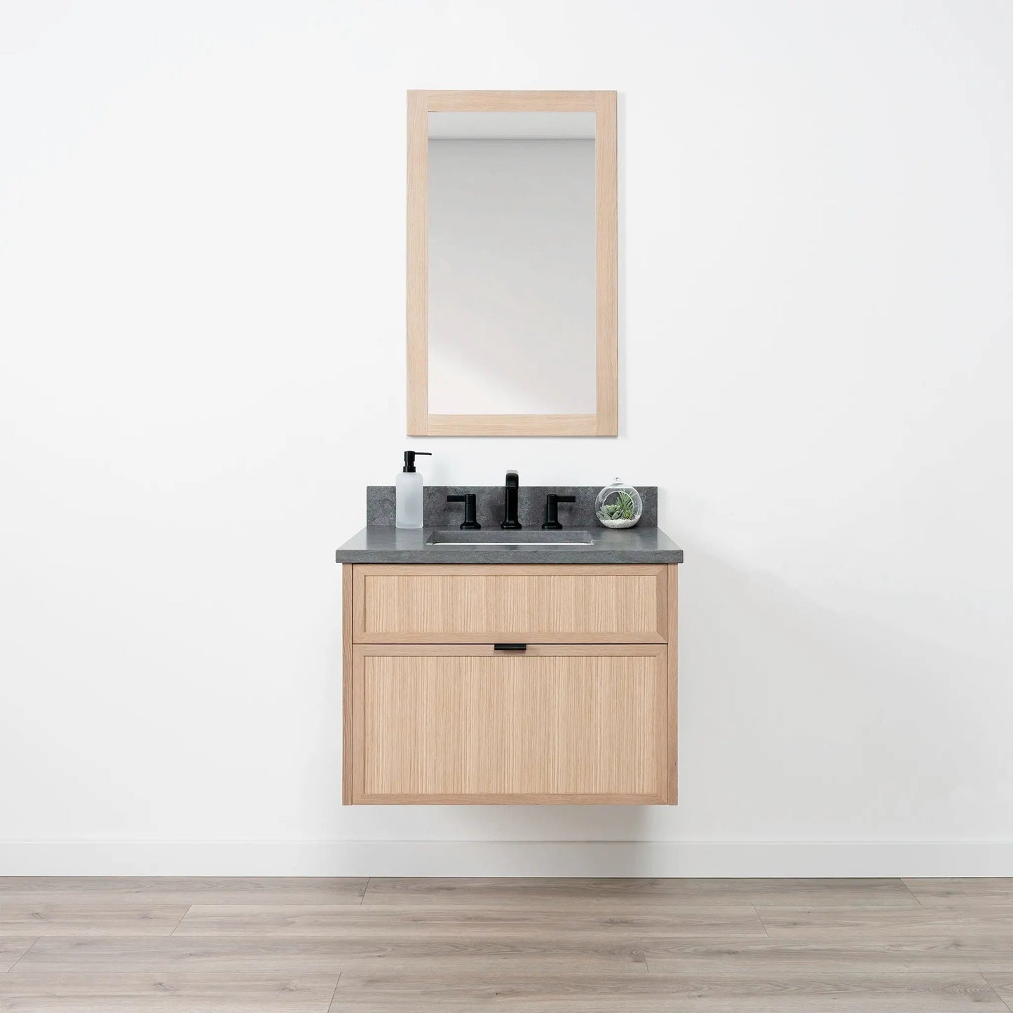 Cape Breton SLIM 30" Wall Mount White Oak Bathroom Vanity - All Drawers Teodor Bathroom Vanity Canada