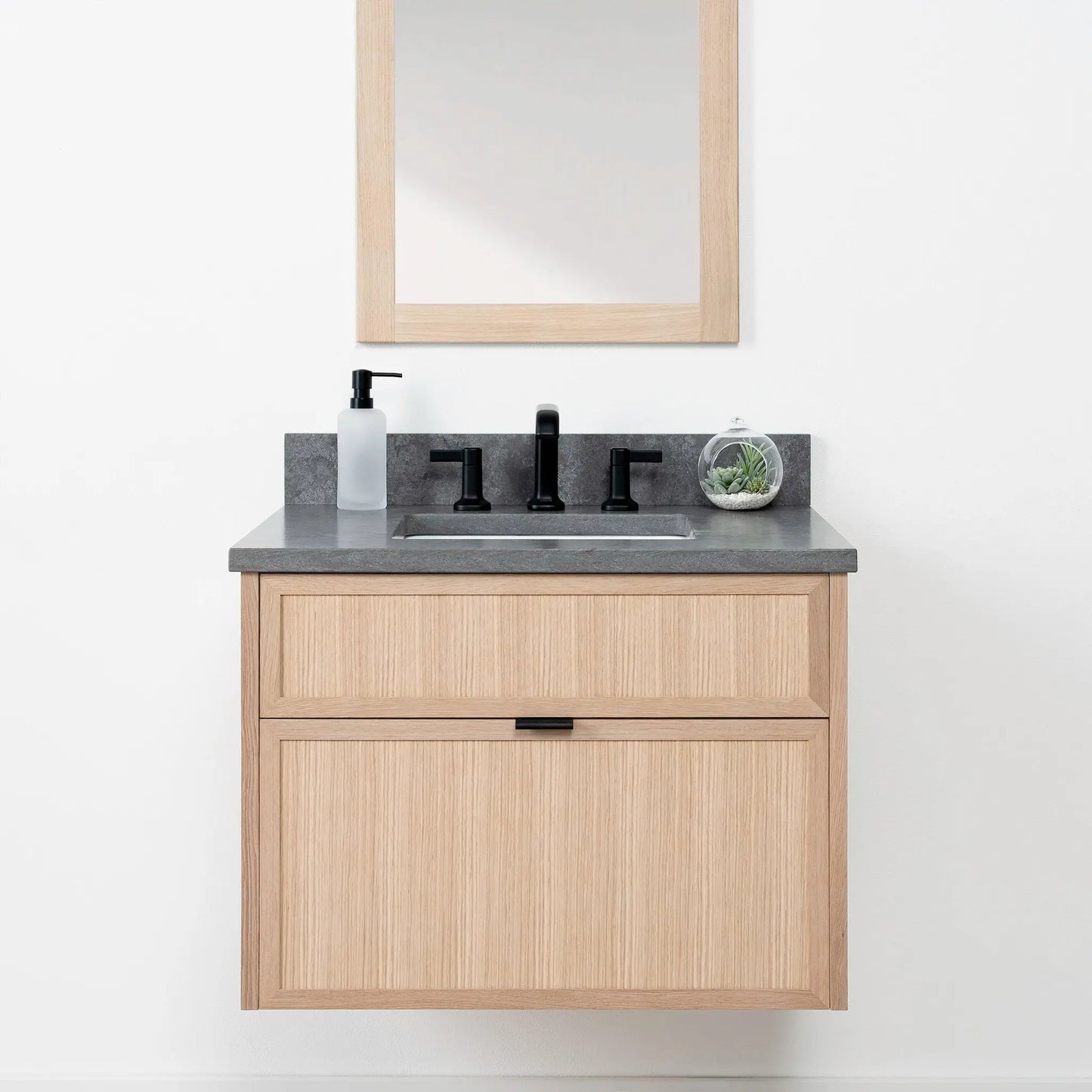 Cape Breton SLIM 30" Wall Mount White Oak Bathroom Vanity - All Drawers Teodor Bathroom Vanity Canada